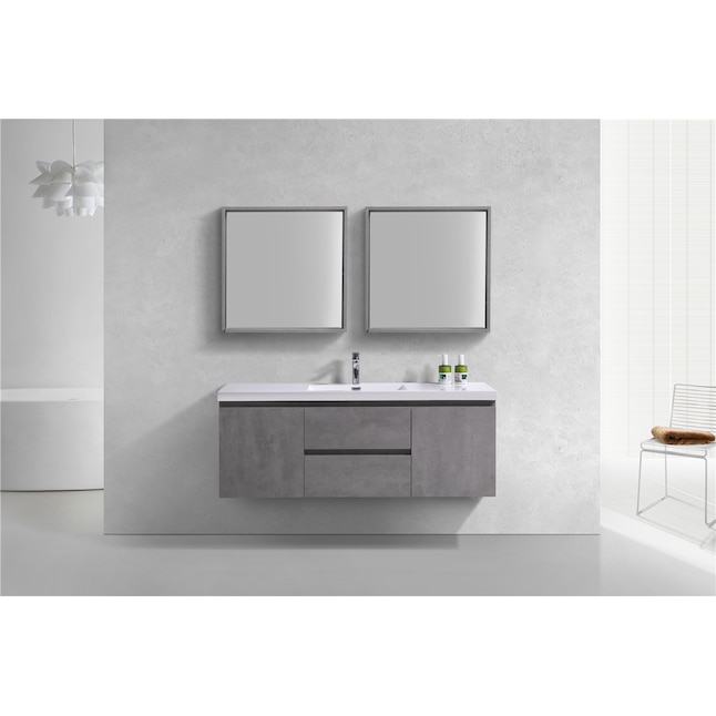 Moreno Bath Bohemia 60 In Cement Gray Single Sink Bathroom Vanity With Pure White Acrylic Top The Vanities Tops Department At Com - Reinforced Acrylic Composite Bathroom Sink
