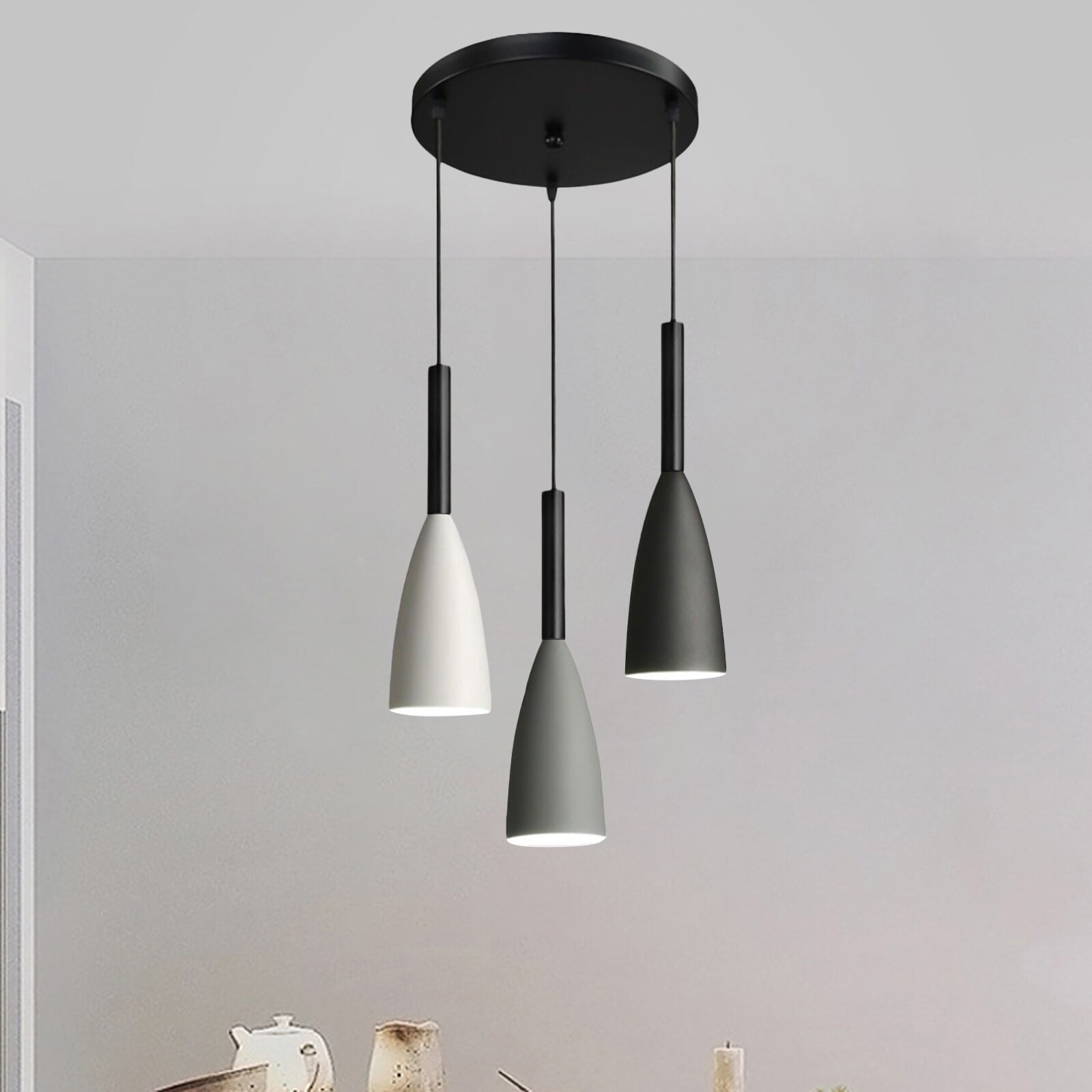 Oukaning HG-ZTCYT-3678-1 3 -Light Black Modern/contemporary Jar Mini Hanging Kitchen island light
