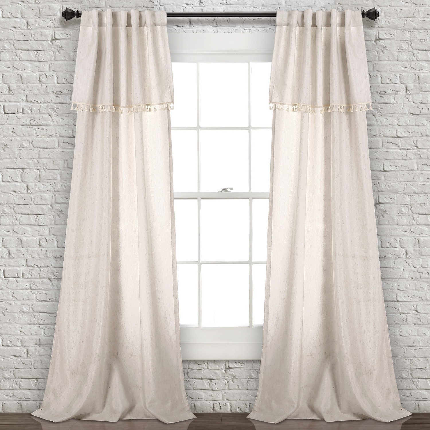 Lush Decor 16T002406 84-Inches Neutral Back tab Curtain panel pair
