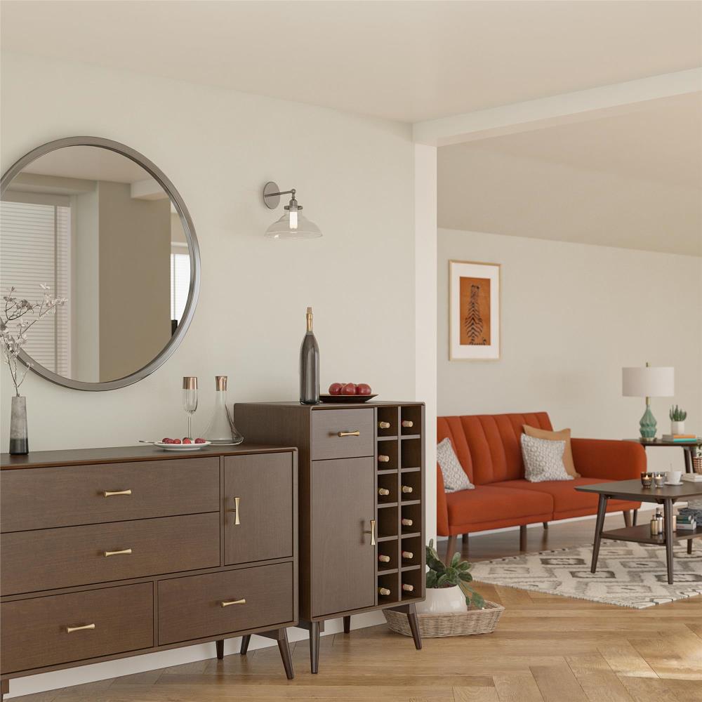 Ameriwood Home Brittany 24-in x 38.8-in Brown Rectangle Bar Cabinet