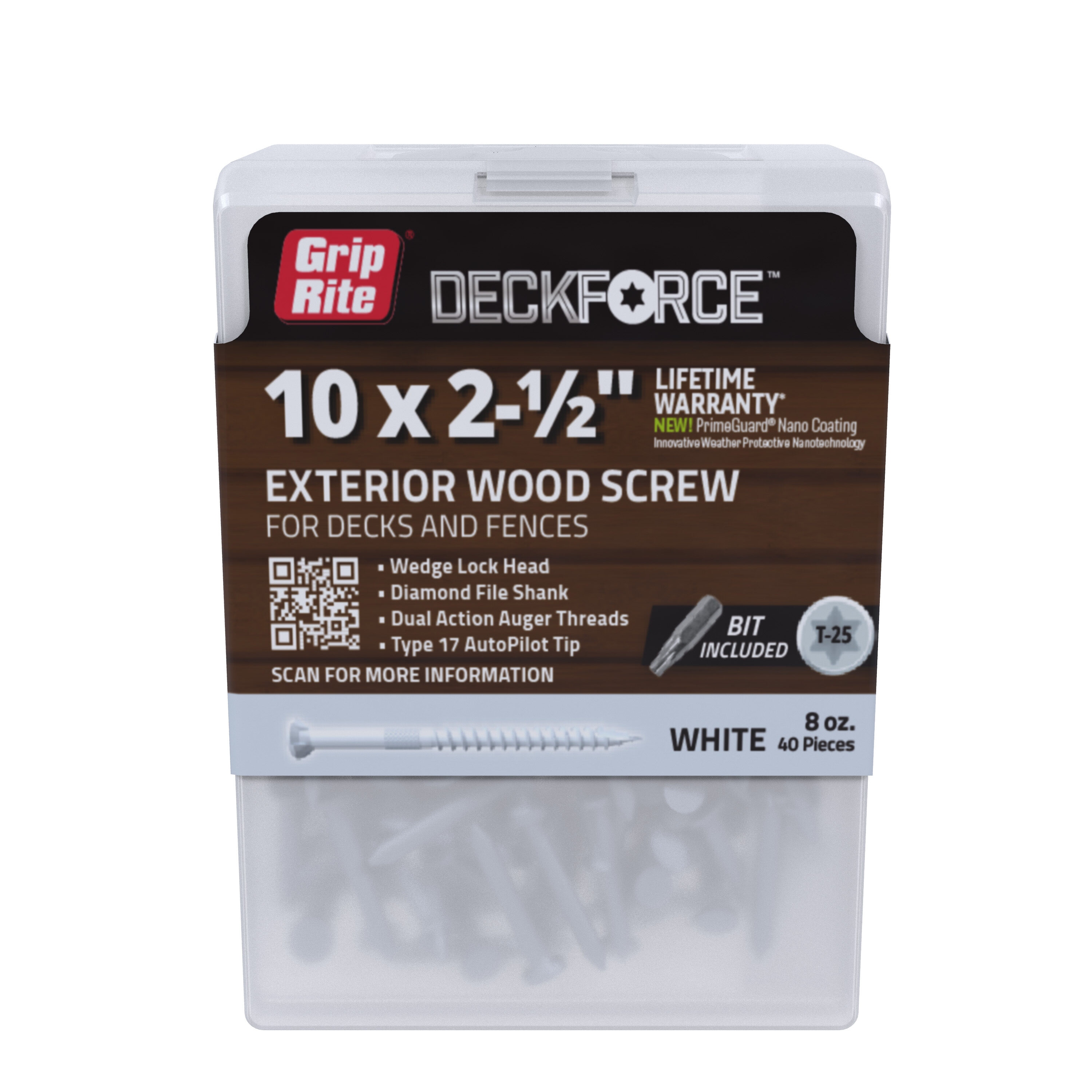 DeckForce by Grip Rite GRDF212STWH40 #10 x 2-1/2-in Wood to wood Deck Screws ( 40 -Per Box )