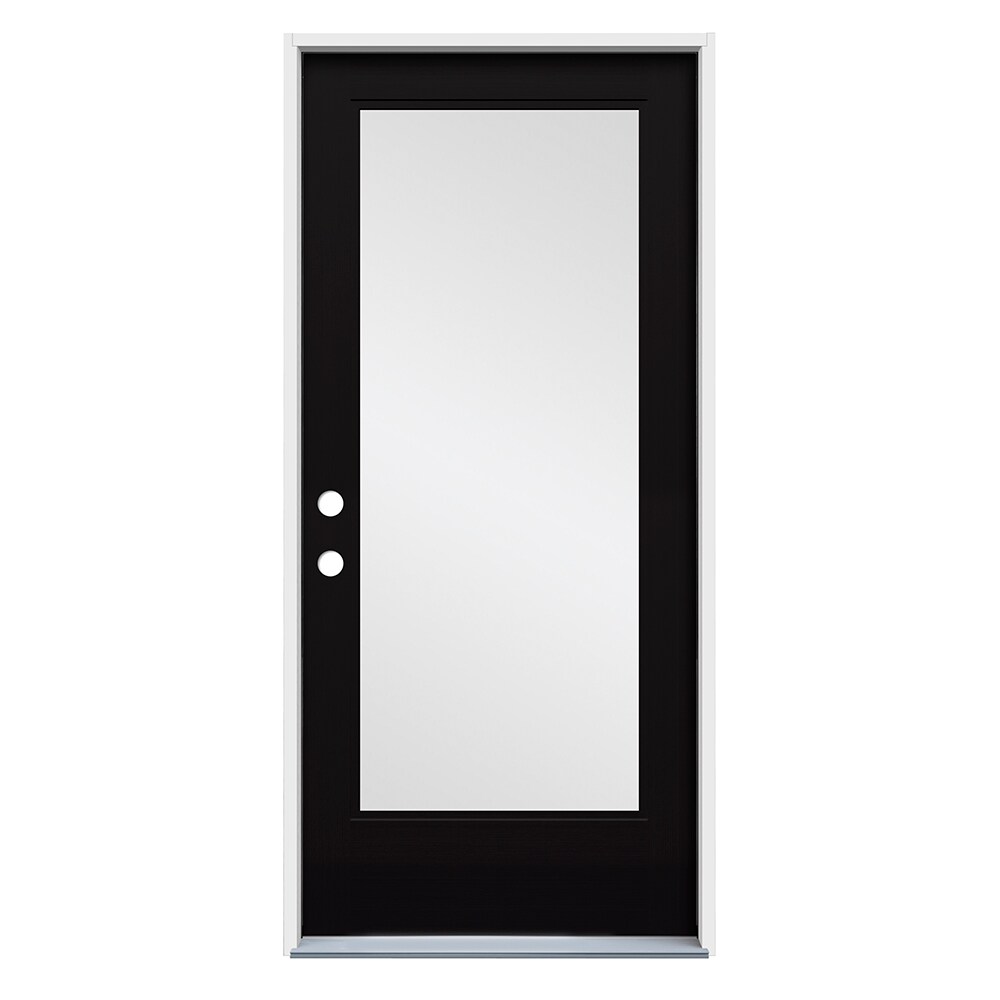 RELIABILT ABS614663 36-in x 80-in x Fiberglass Full lite Right-hand inswing Onyx Painted Prehung Front Door Insulating core