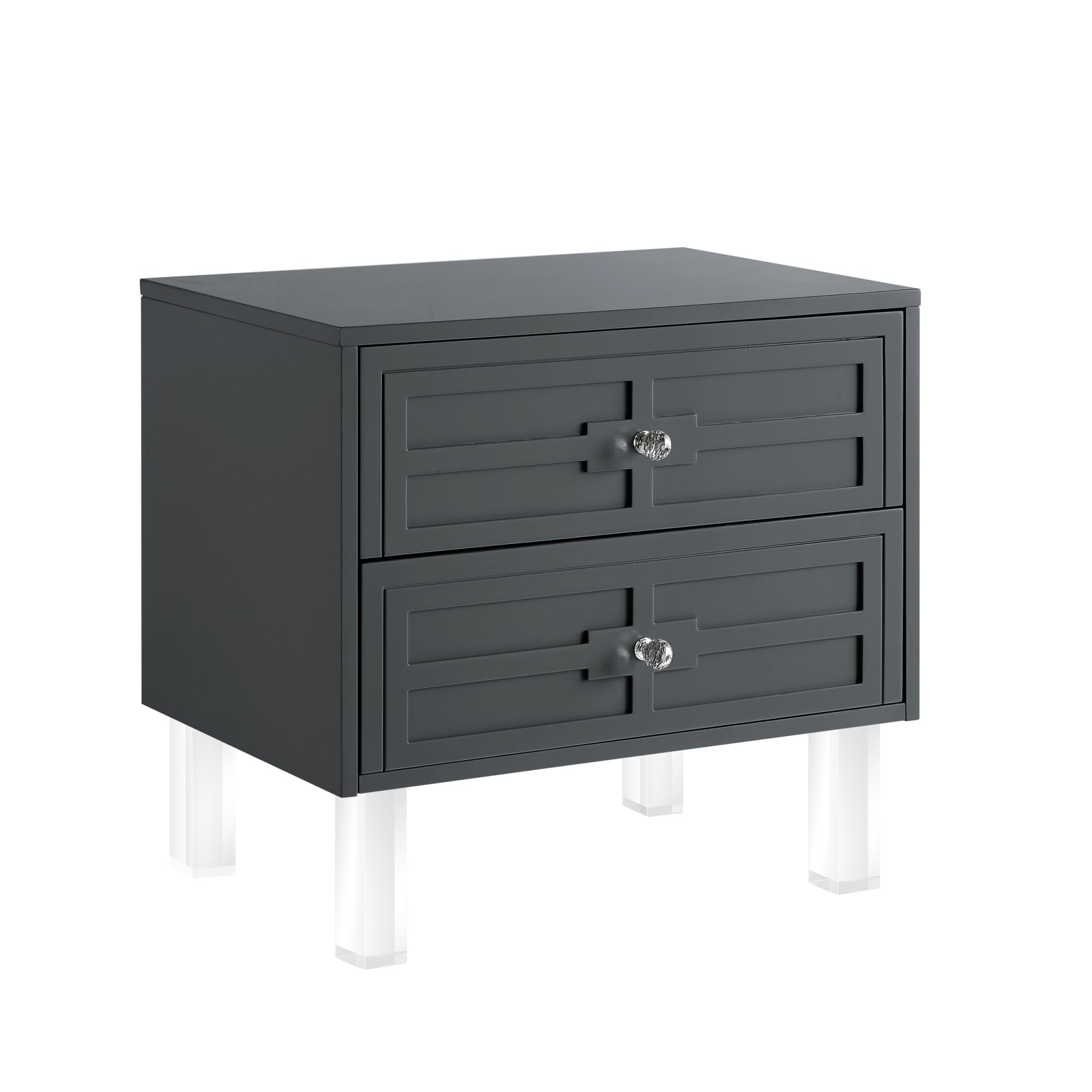 Inspired Home ST18-09DG-LS Gillian 18-in W x 24-in H Dark Grey Wood veneer Rectangular Modern End Table with Storage Assembly Required