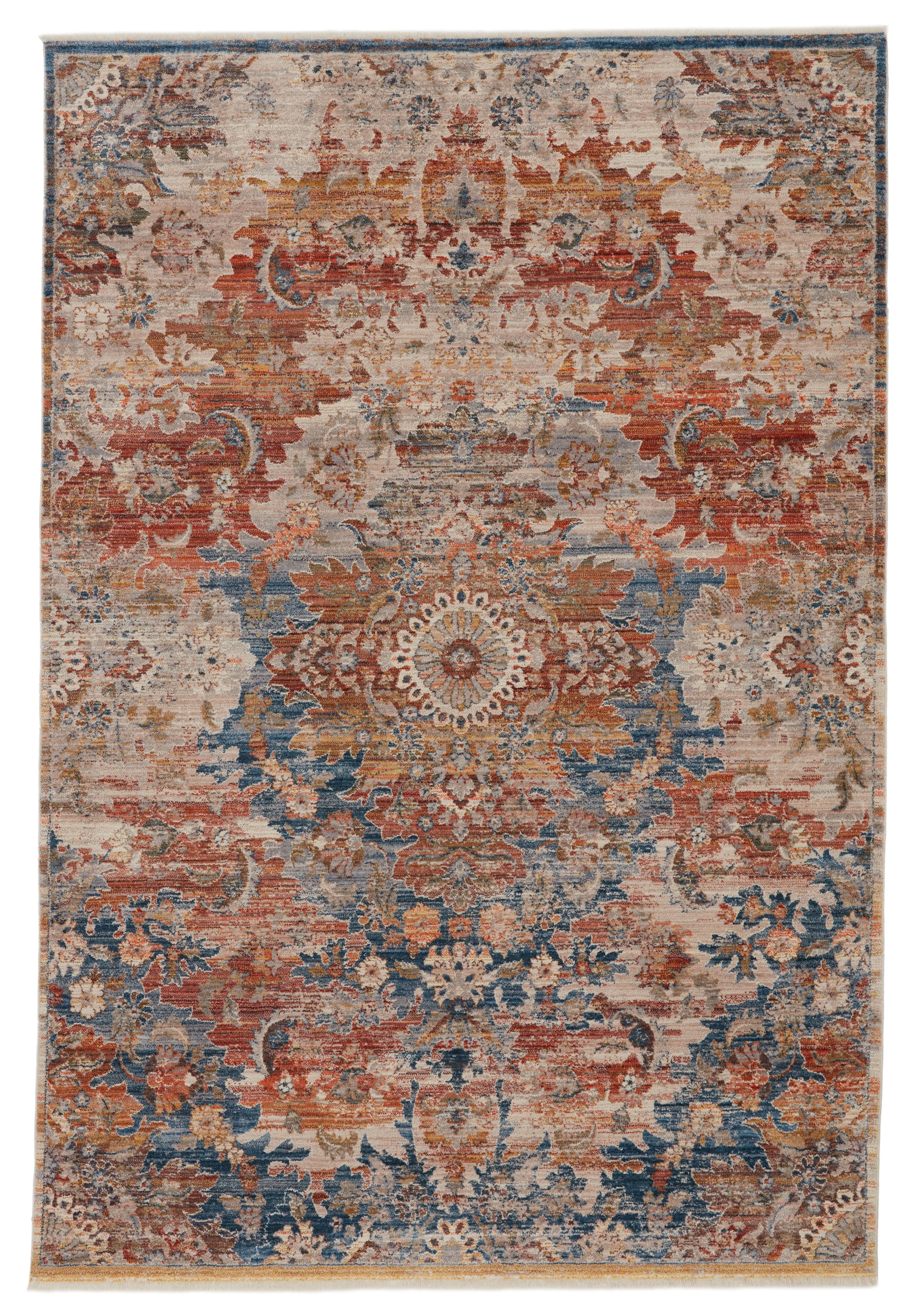 Elegant Terra Reversible Medallion Rug in Blue and Orange