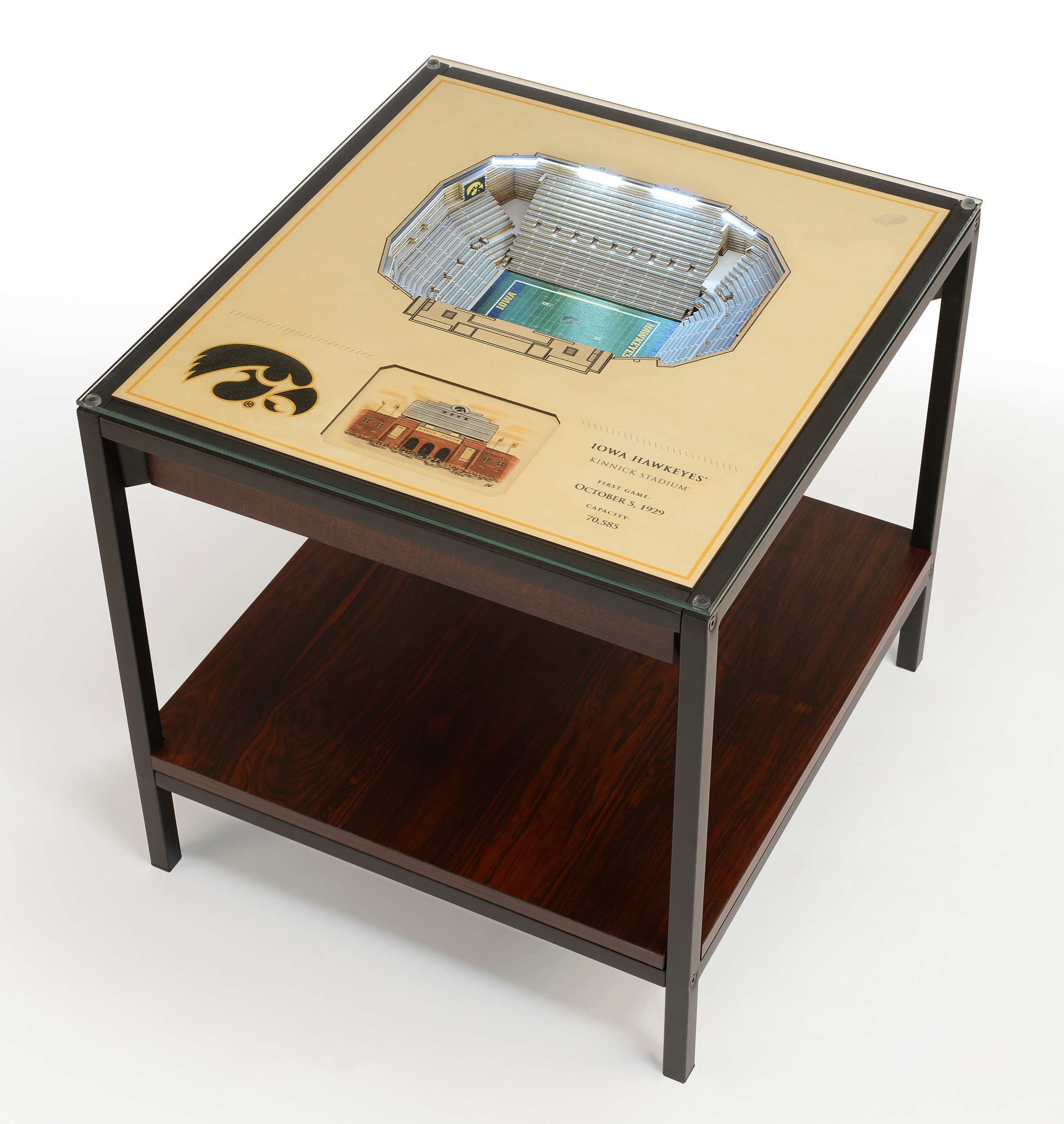 StadiumViews 9026129 25-Layer StadiumView Lighted End Table 22-in W x 22.25-in H Team Colors Glass Modern End Table with Storage Assembly Required