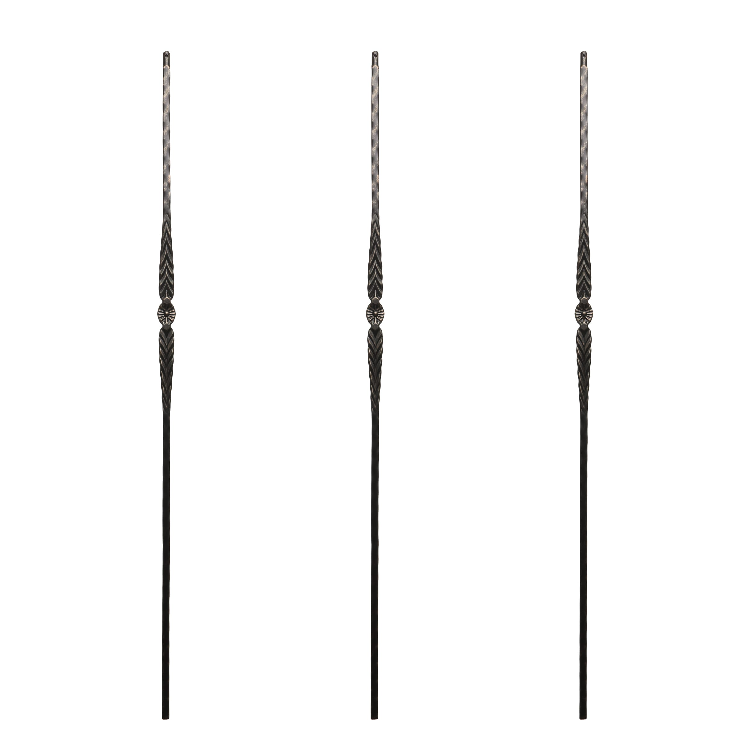 RELIABILT WGT21SB 43-in x 0.5-in Satin Black Wrought Iron Sophisticated Ornate Stair Baluster (3-Pack)