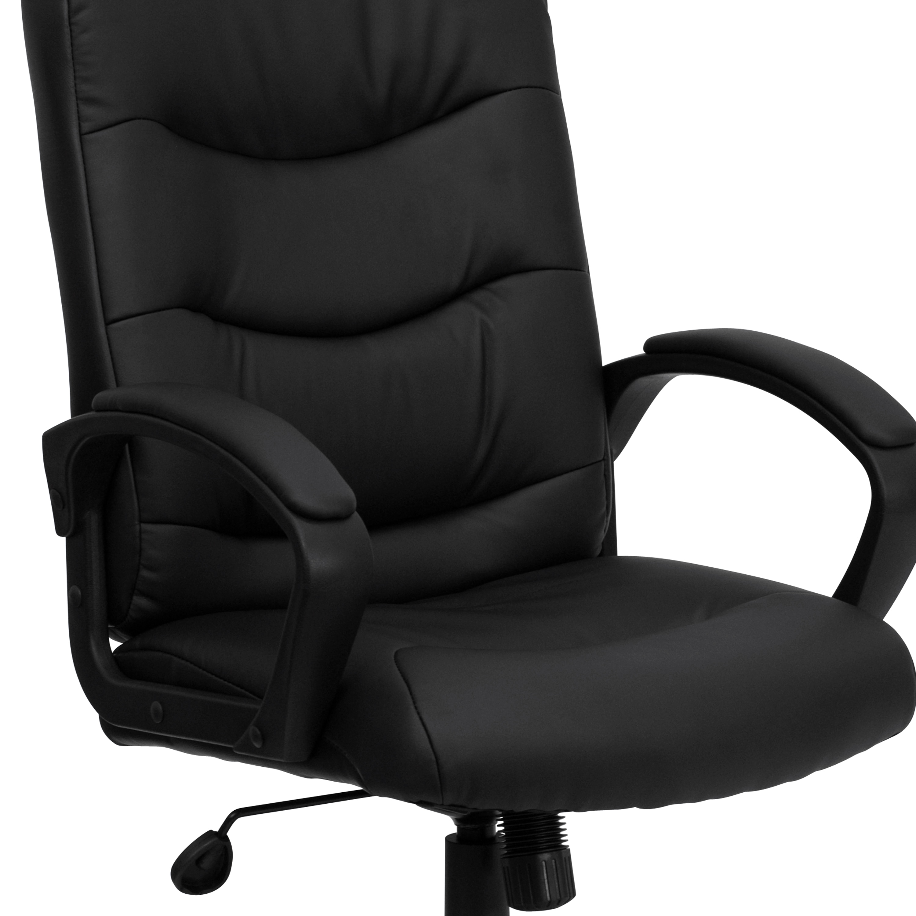 Ergonomic Black LeatherSoft Swivel Task Chair with Lumbar Support
