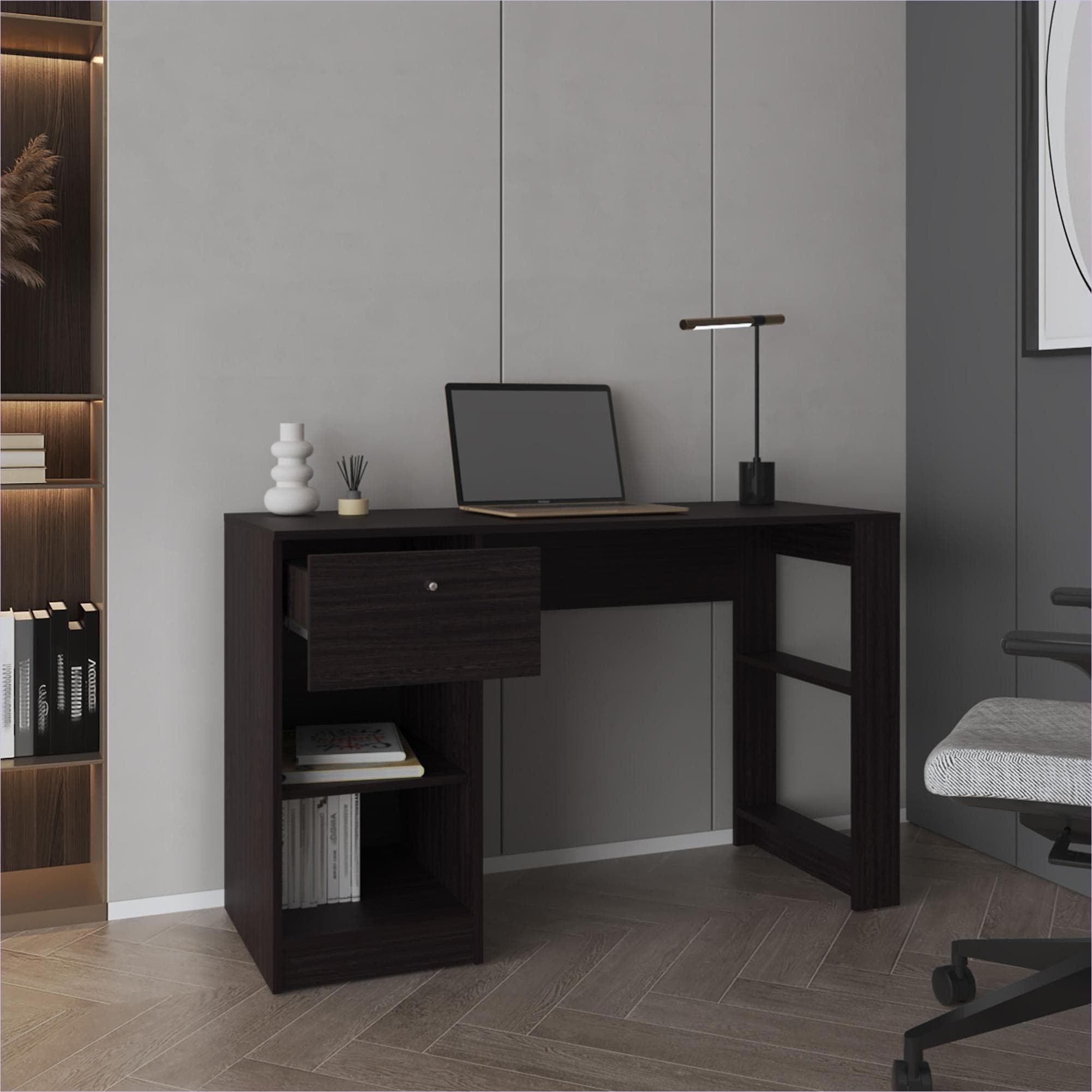 Watnature Modern Silhouette Computer Desk for Home Work Sleek Black ...