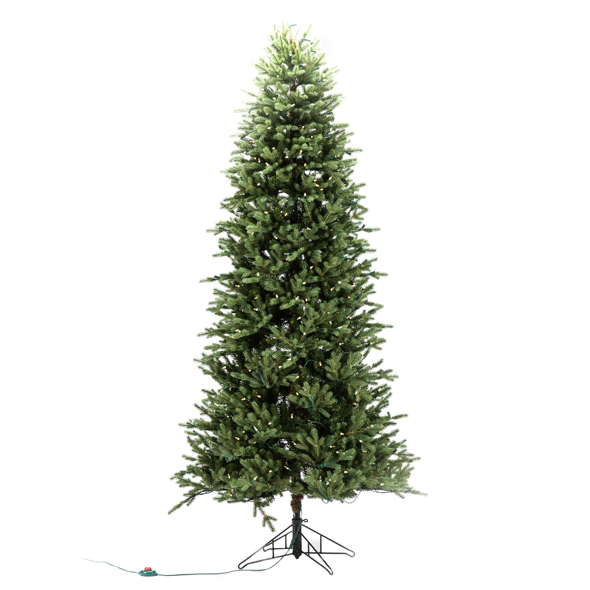 GE 7.5-ft Aspen Fir Pre-lit Slim Artificial Christmas Tree with LED ...