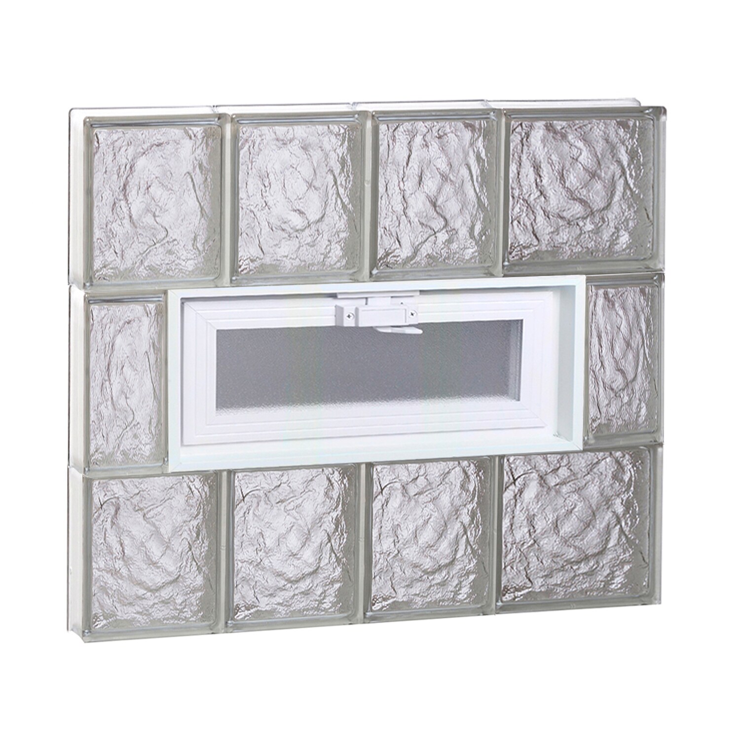 REDI2SET V2624IS Ice Glass 25-in x 23-1/4-in Frameless Replacement Vented Glass Block Window