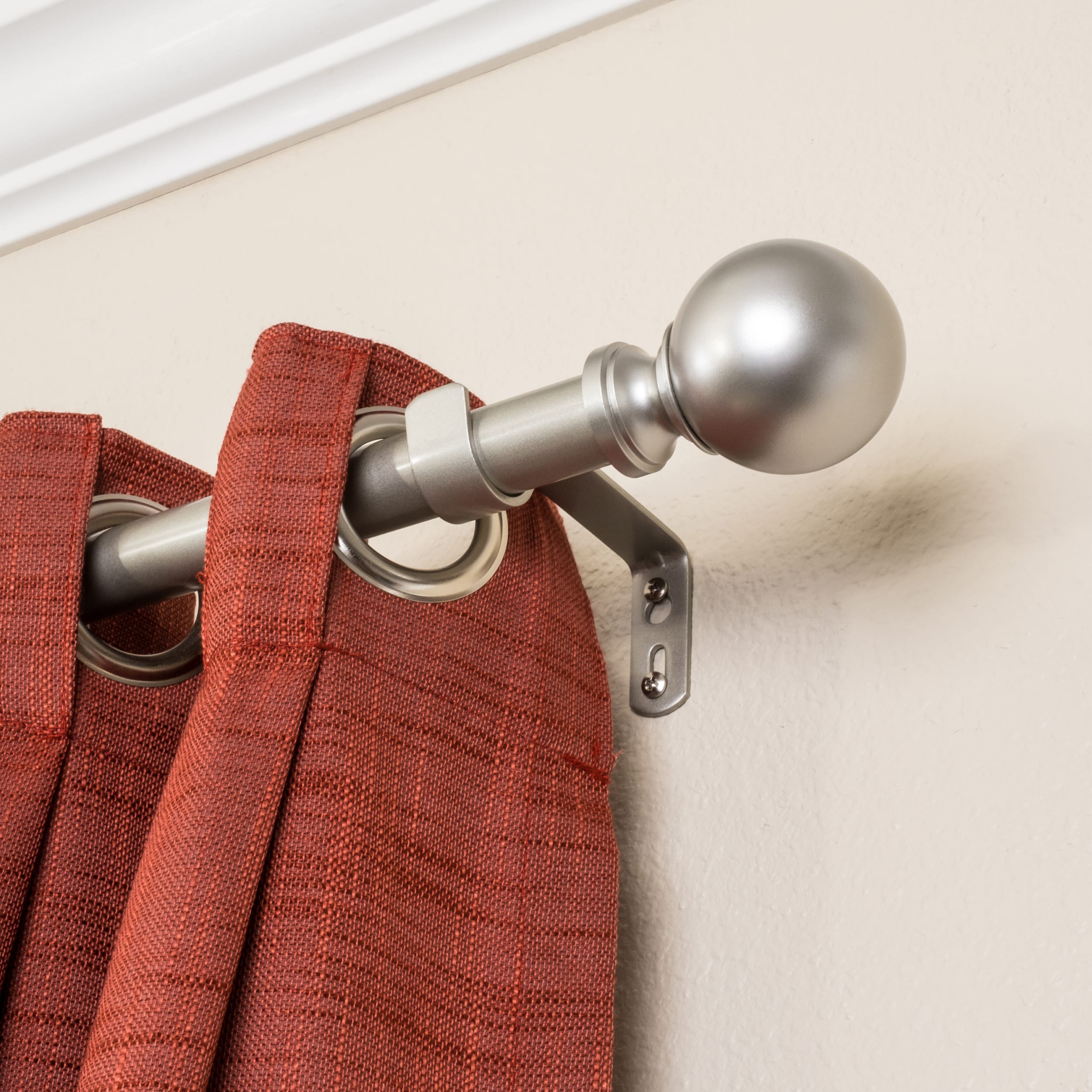 Antique Silver Adjustable Curtain Rod with Classic Ball Finial
