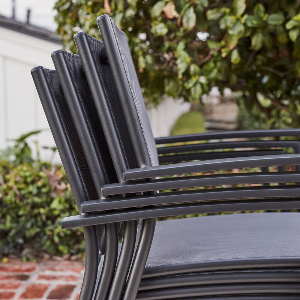 Naples 5-Piece Matte Black and Gray Aluminum Outdoor Dining Set