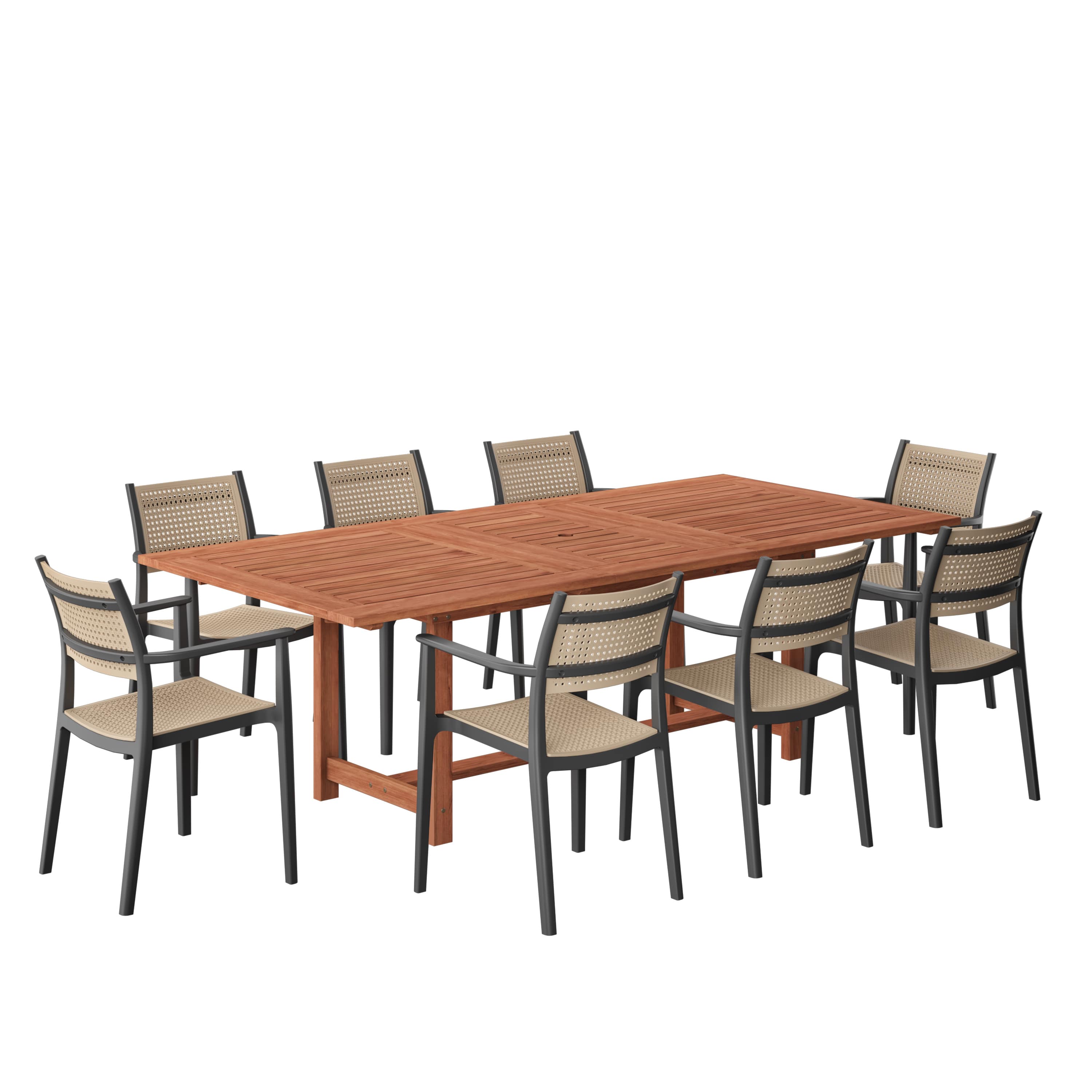 Amazonia 542-8-ARU BK Urban Elements Java Patio Dining Set for 8 – Perfect for Family and Friends - Modern and Stylish Dining Table with Chairs
