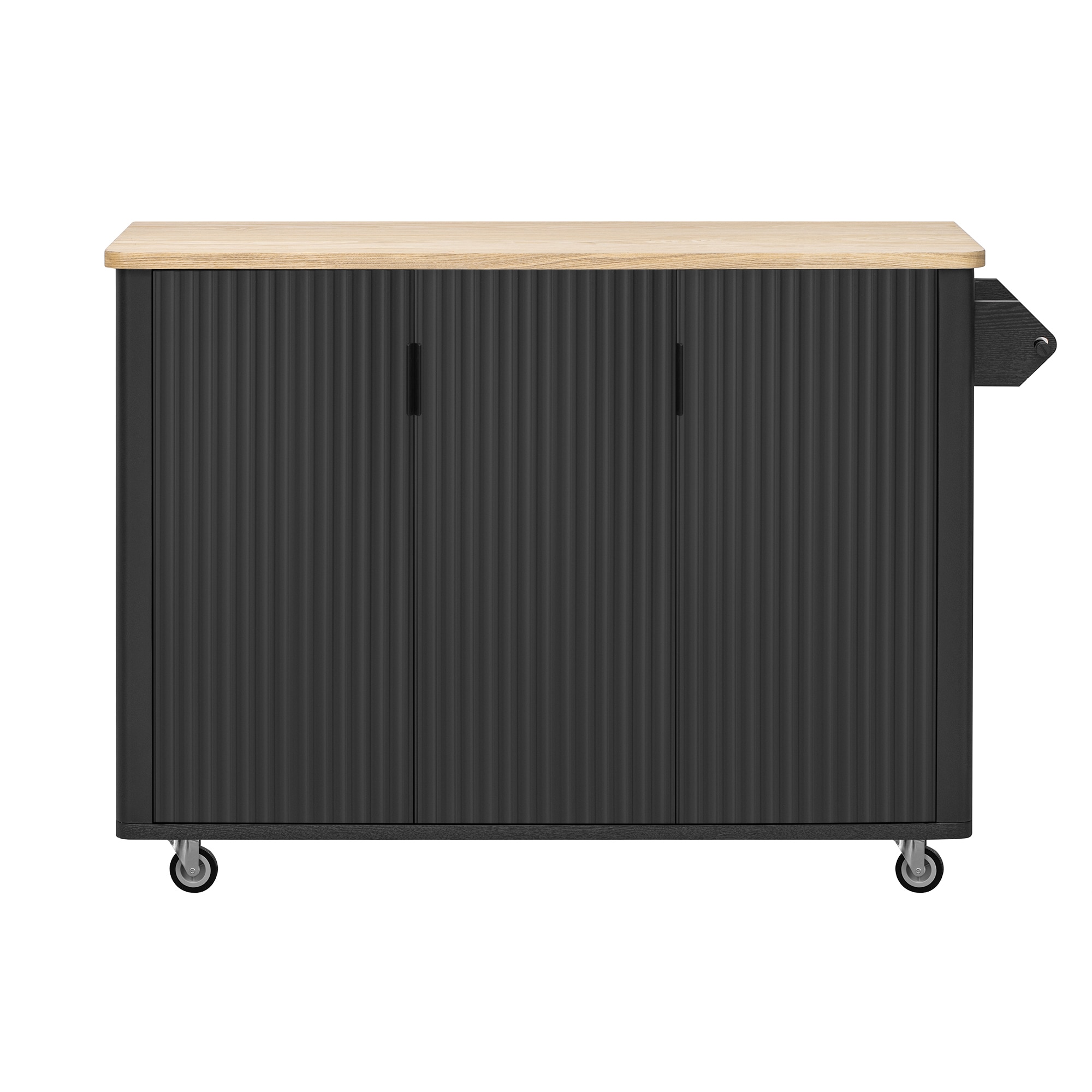 SINOFURN SYB260067BK Black MDF Base with MDF Rolling Kitchen Cart ( 29.5-in x 51.3-in x 36.4-in )