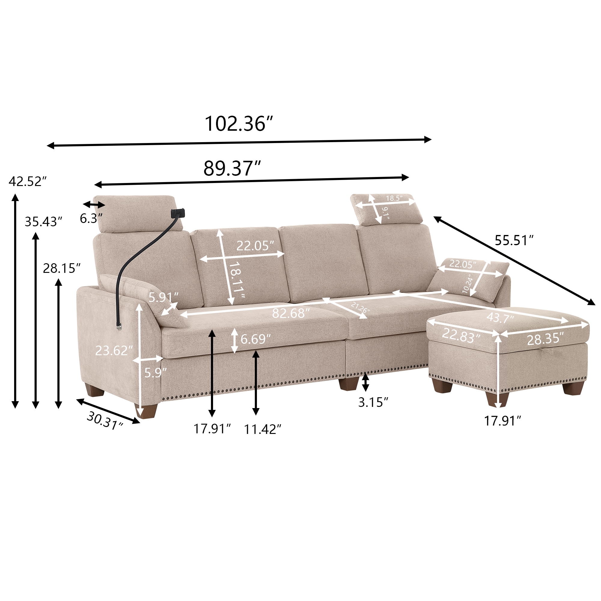 Jarenie YMX57BE Sofas-Loveseats - View #5