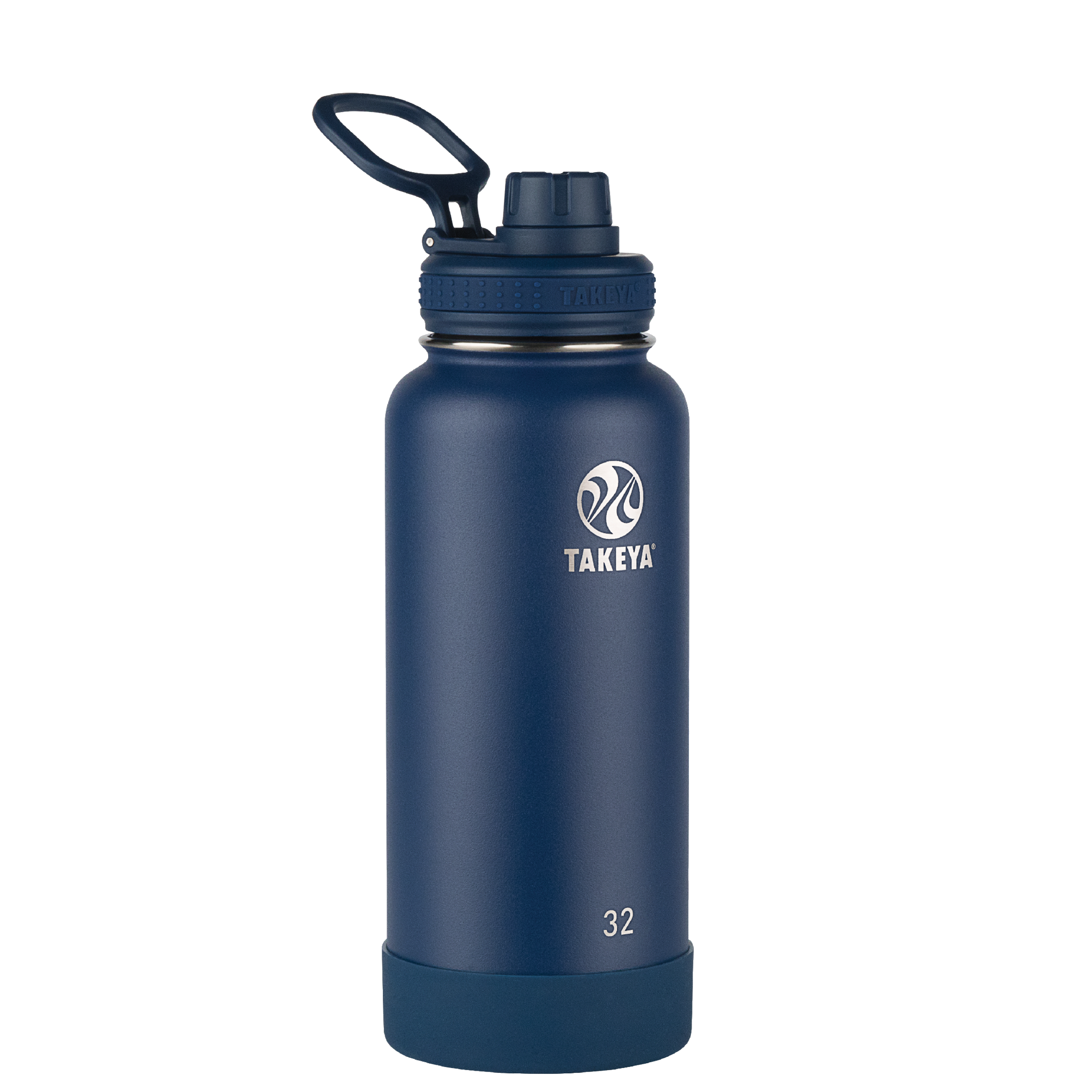 NEW! Takeya SET OF 2 INSULATED WATER BOTTLES w/SPOUT LIDS in Midnight Blue  24 oz