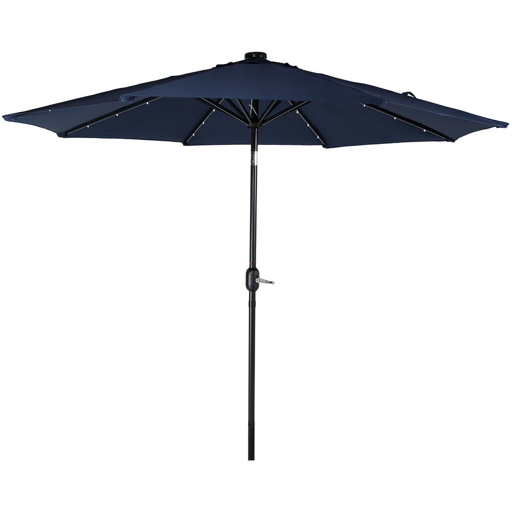Outdoor Umbrella Patio Lawn Crank to Open 9 Foot Rust Proof Framing UV Resistant 
