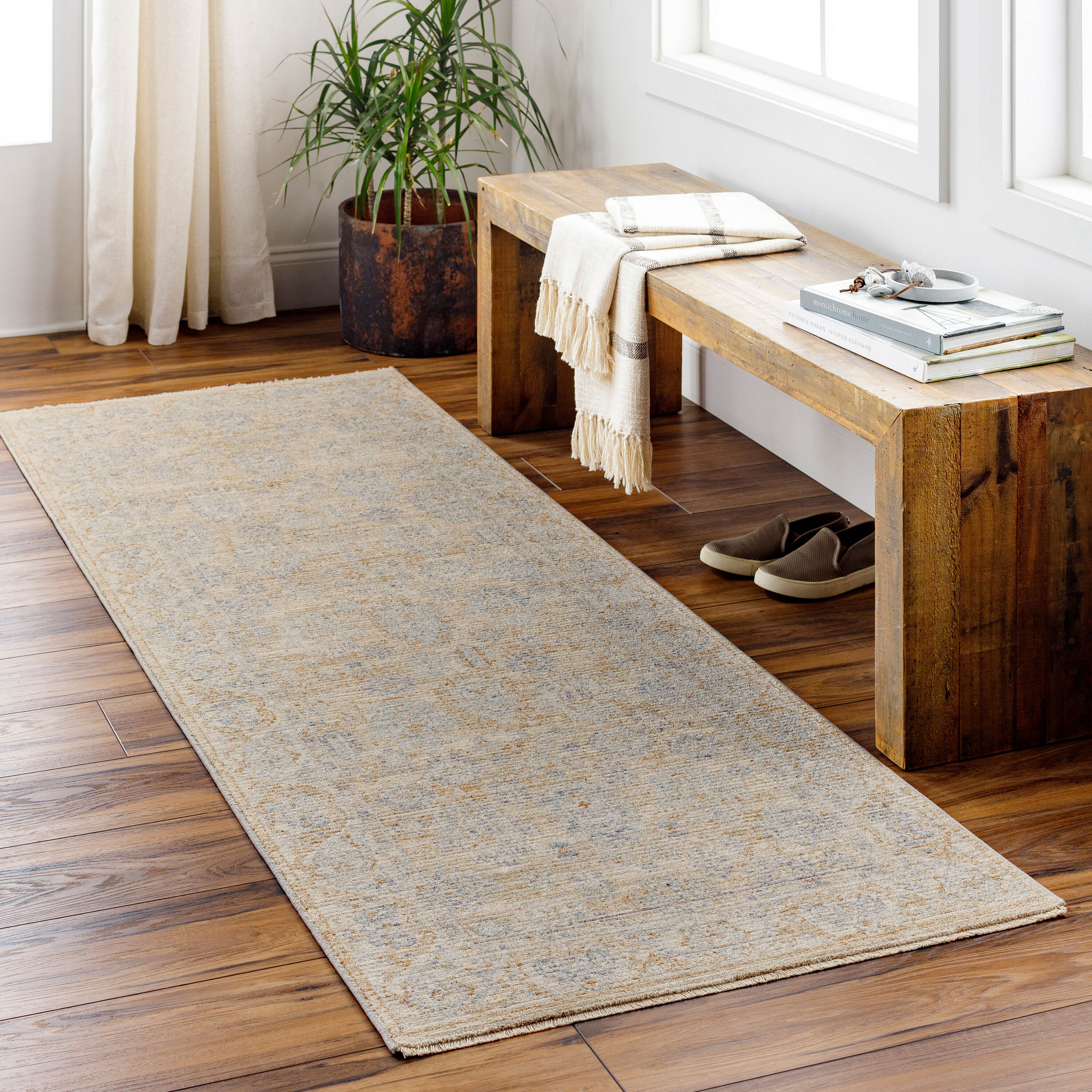 Livabliss AVT2340-2773 Avant Garde 2 x 7 (ft) Loomed Polyester Beige/Slate Rectangular Indoor Vintage Runner rug
