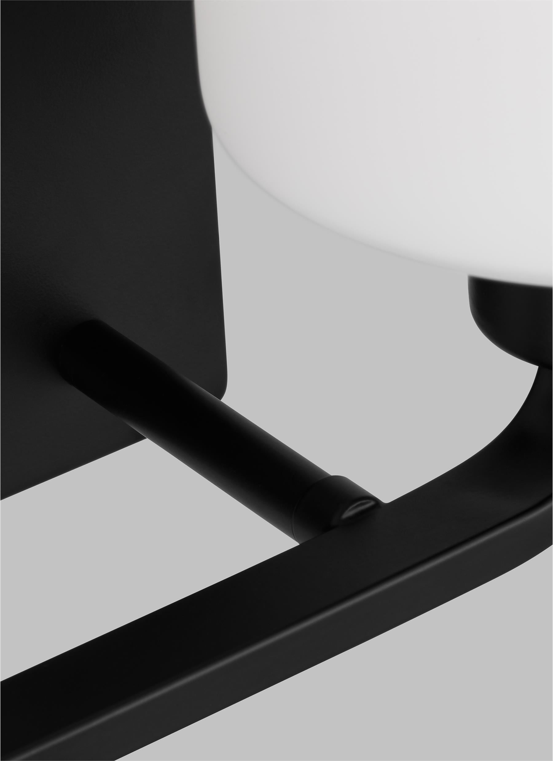 Midnight Black 2-Light Vanity Fixture with Etched Glass Shades