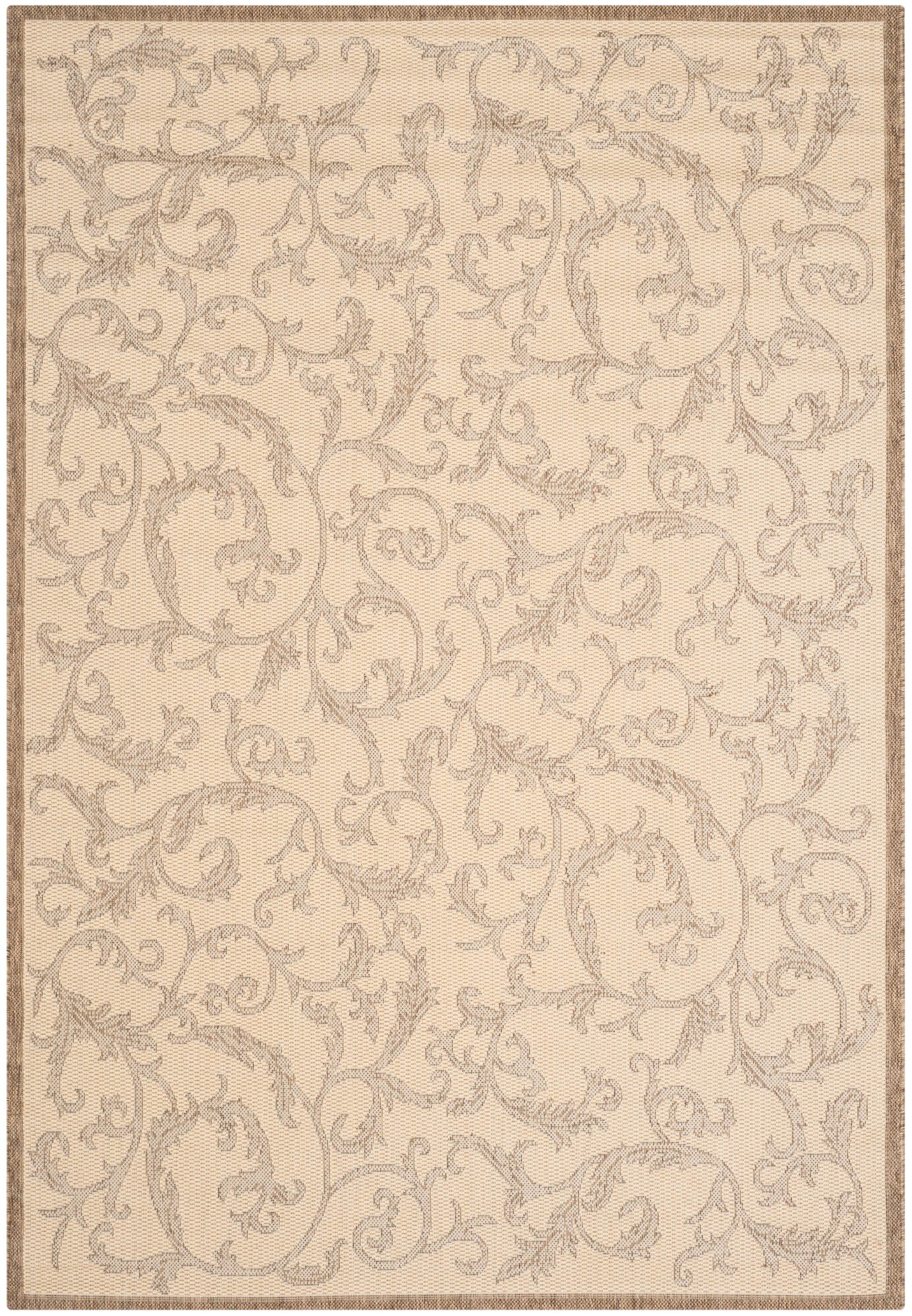 Safavieh CY2653-3001-6 Courtyard Vintage Vine 7 x 10 (ft) Loomed Polypropylene Natural/Brown Rectangular Indoor/Outdoor Floral/Botanical Coastal Area rug