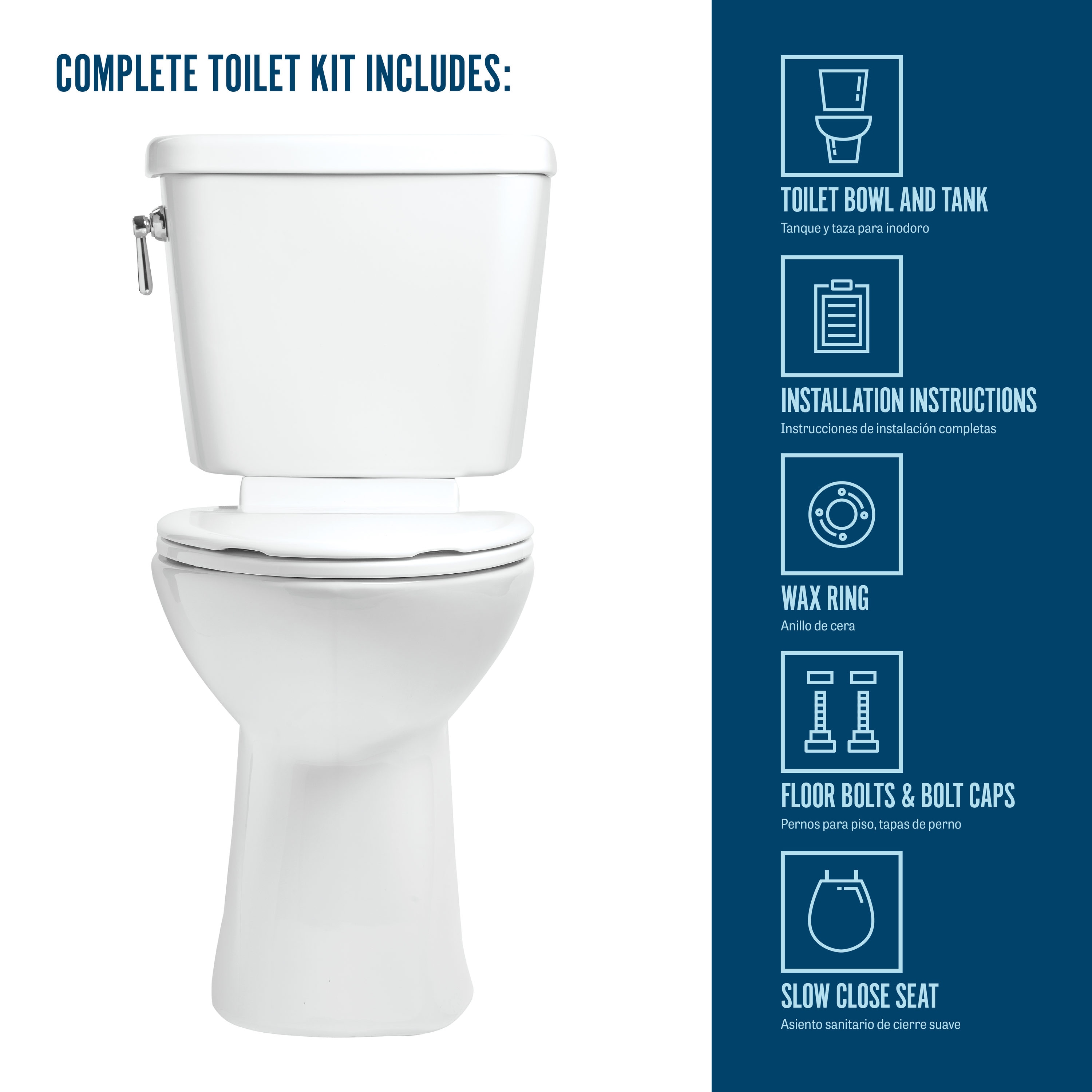 Mansfield Vanquish White Elongated Chair Height 2-piece WaterSense Soft  Close Toilet 12-in Rough-In 1.28-GPF in the Toilets department at Lowes.com