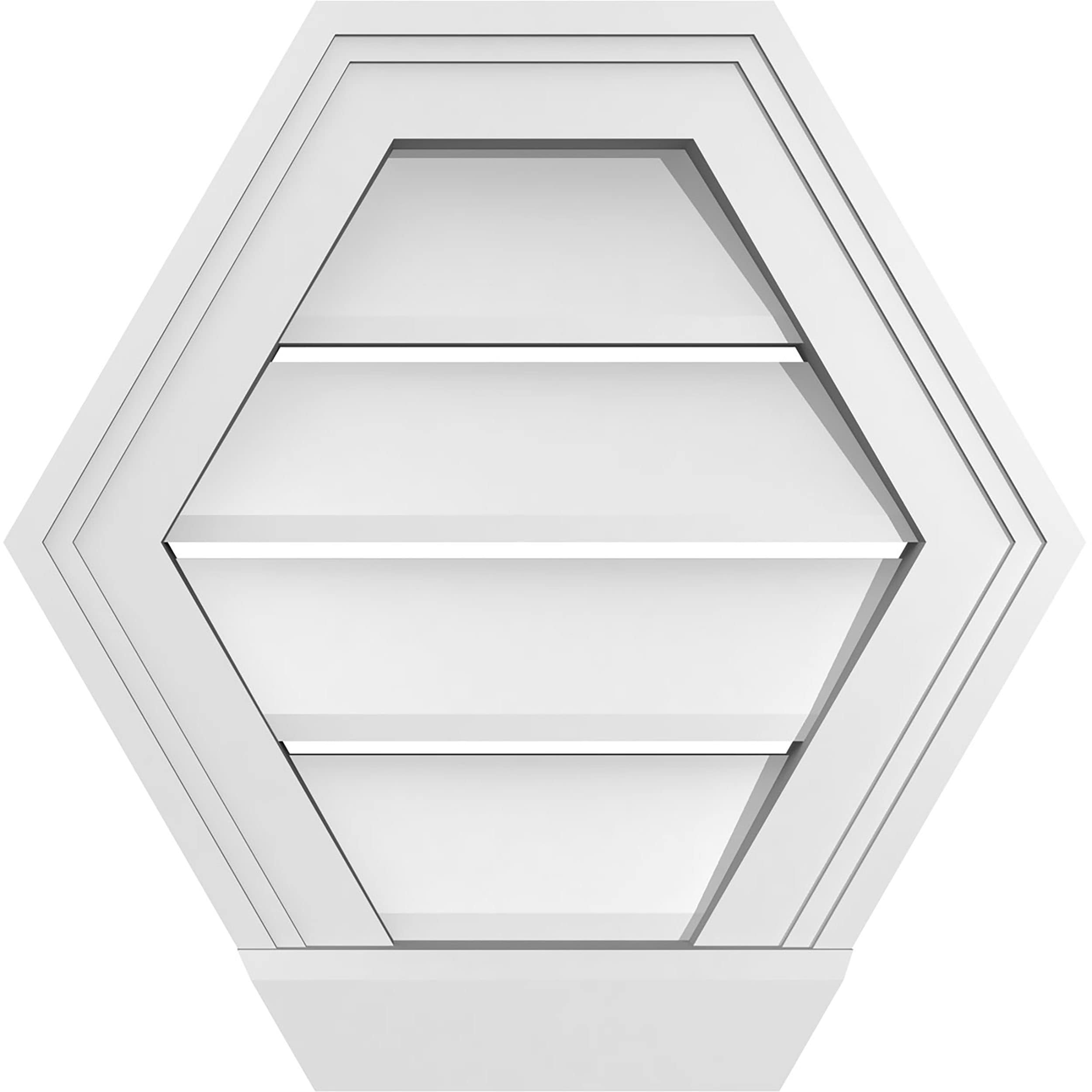 Ekena Millwork GVPHP16X1603SF 16-Inches x 16-Inches Off-white Peaked PVC Gable Louver Vent