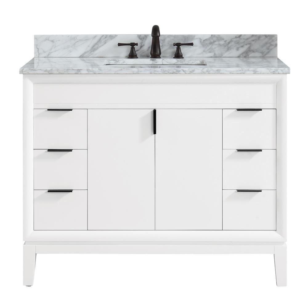 Avanity EMMA-VS43-WT-C Emma 43-in White Undermount Single sink Bathroom Vanity with Carrera white Natural marble Top