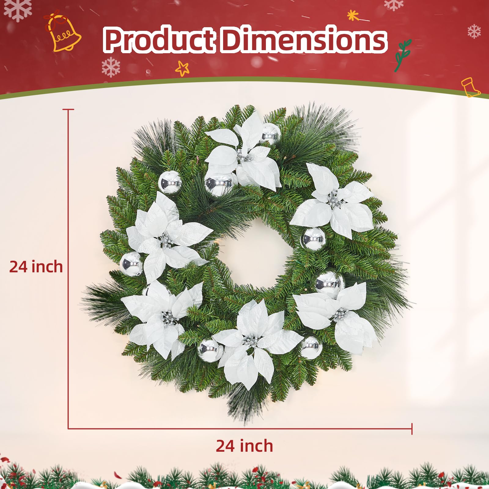 Garvee QFF-PHK-35JS1N43 Artificial-Christmas-Wreaths - View #2
