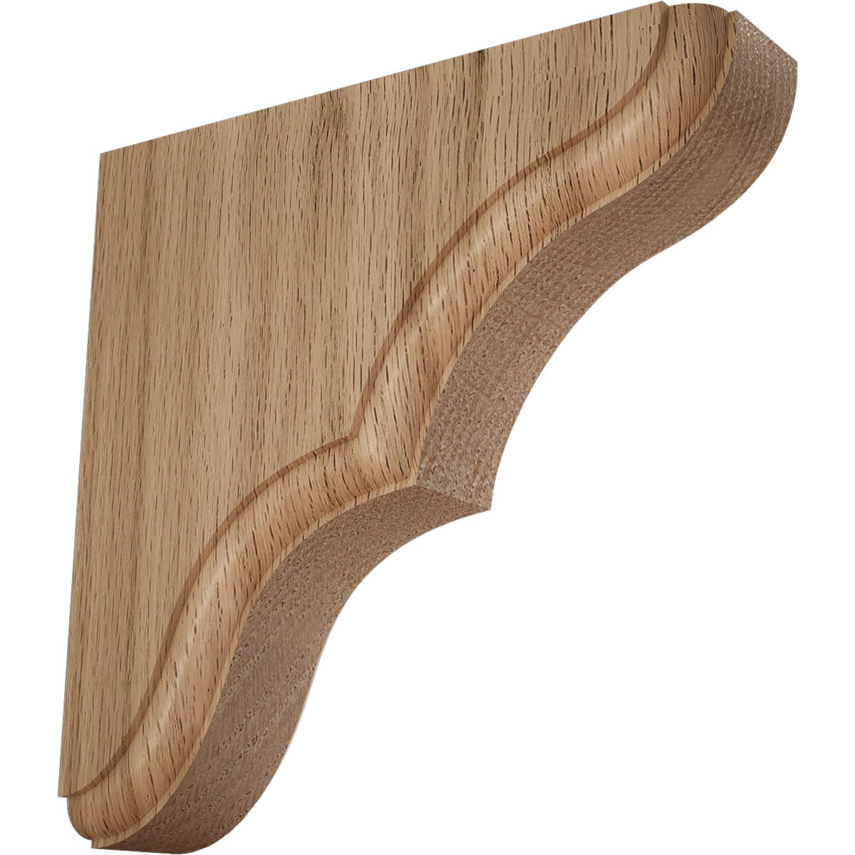 Ekena Millwork BKTW02X06X06STRO Stratford 1-3/4-in x 5-1/2-in x 5-1/2-in Red oak Brown Wood Standard bracket