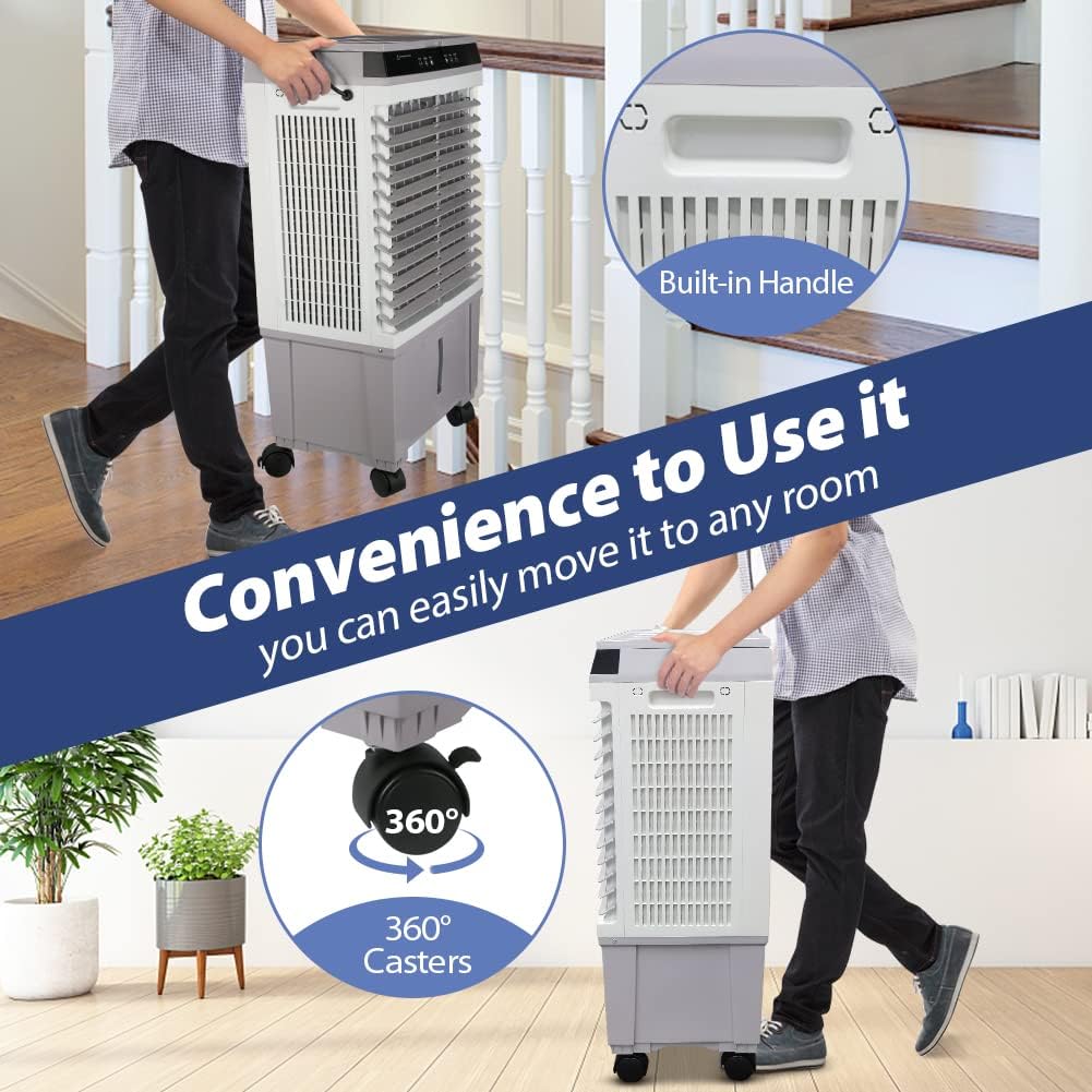 Nordic Hygge 1800-CFM 3-Speed Indoor Portable Evaporative Cooler for ...