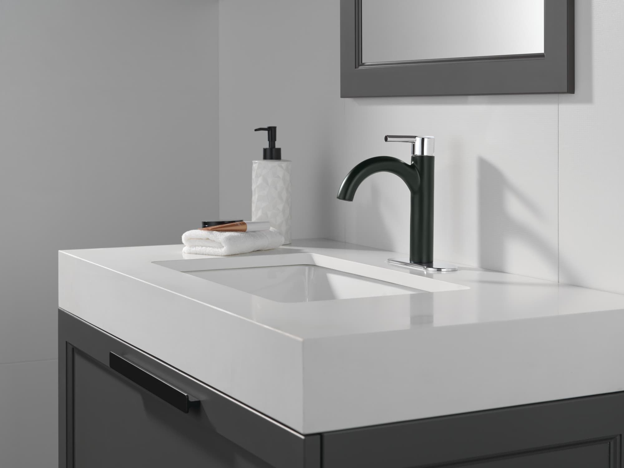 Matte Black and Chrome Single Handle Bathroom Faucet