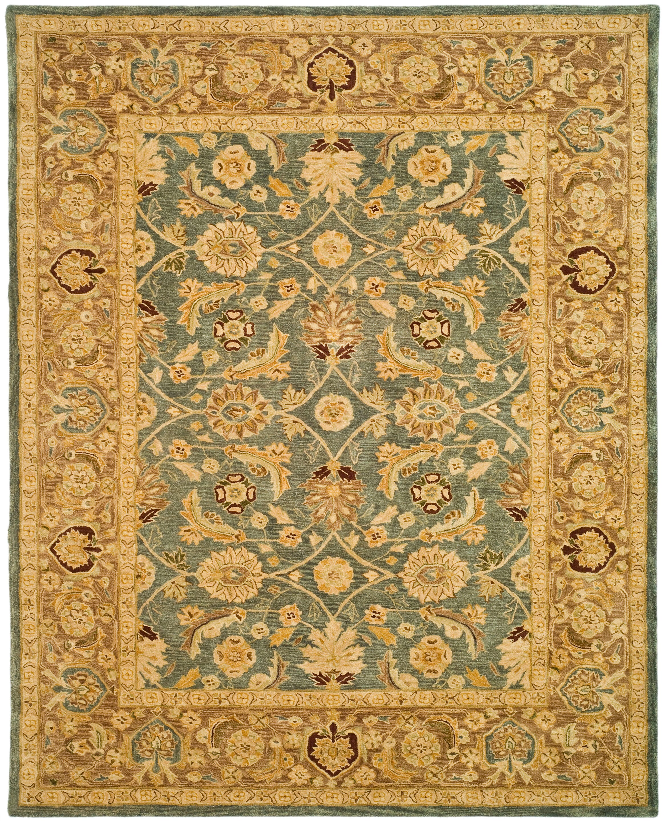 Handmade Tufted Reversible Wool Area Rug, 8' x 10', Blue/Brown