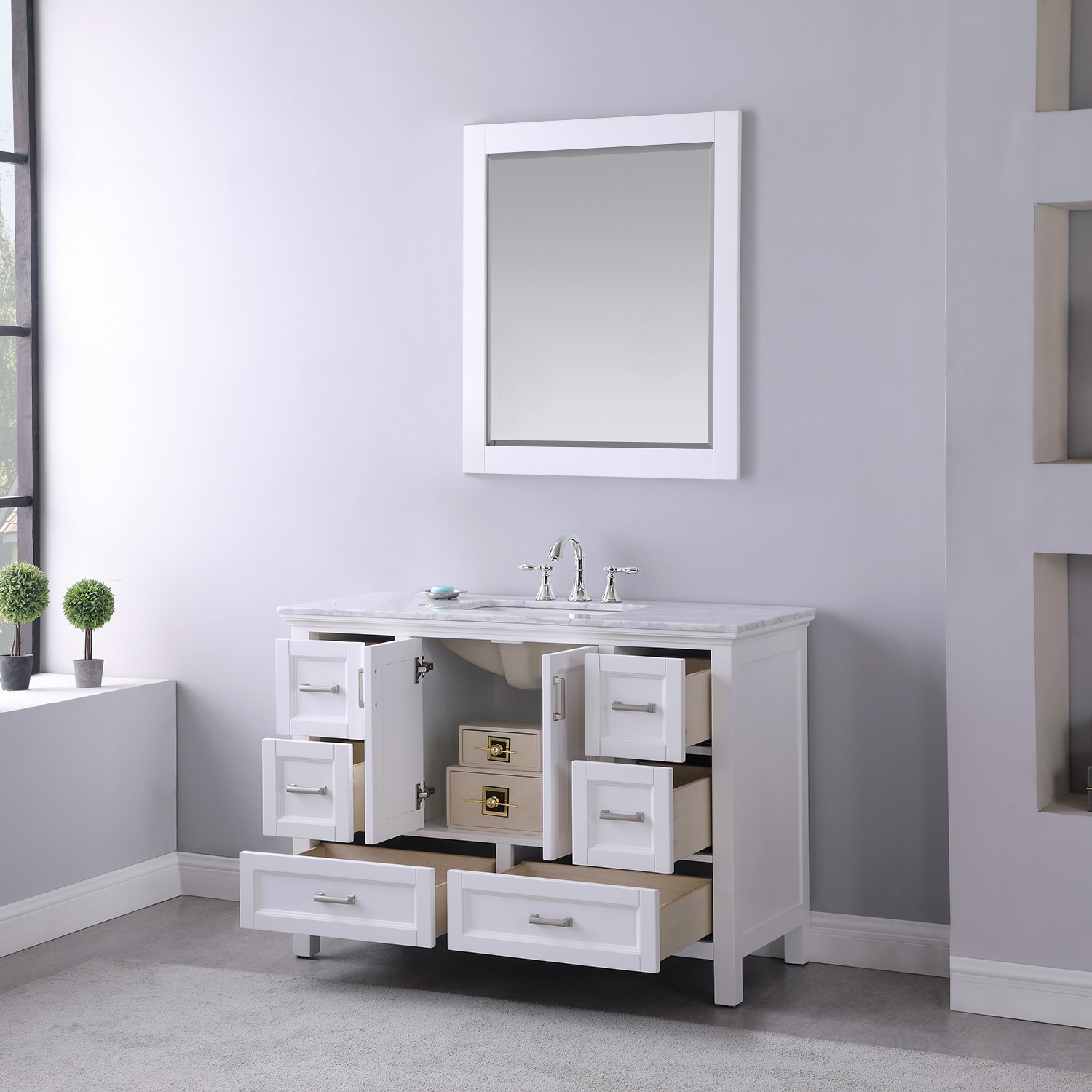Altair Isla 48in White Undermount Single Sink Bathroom Vanity with