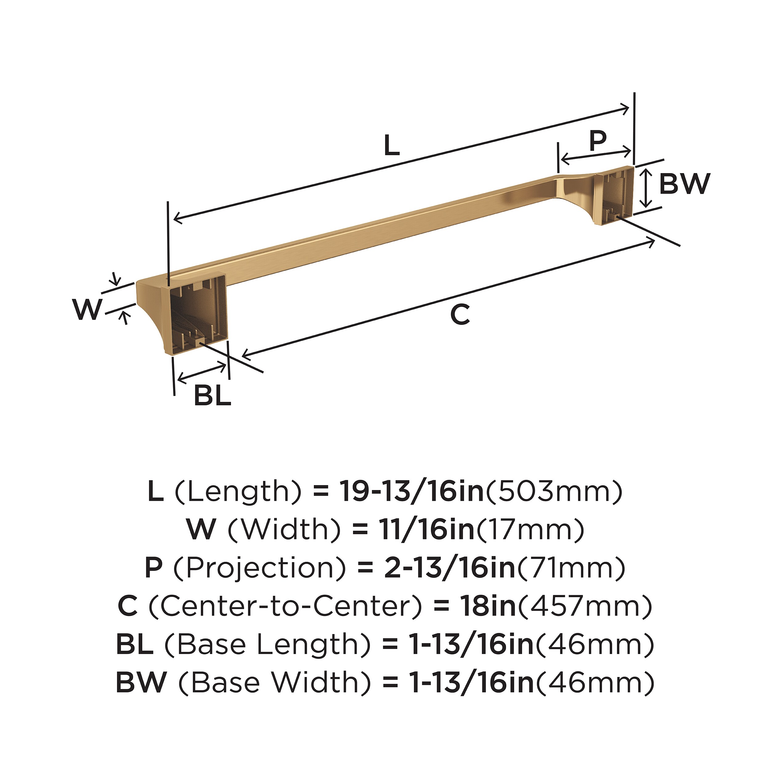 Champagne Bronze 18-Inch Wall Mounted Towel Bar