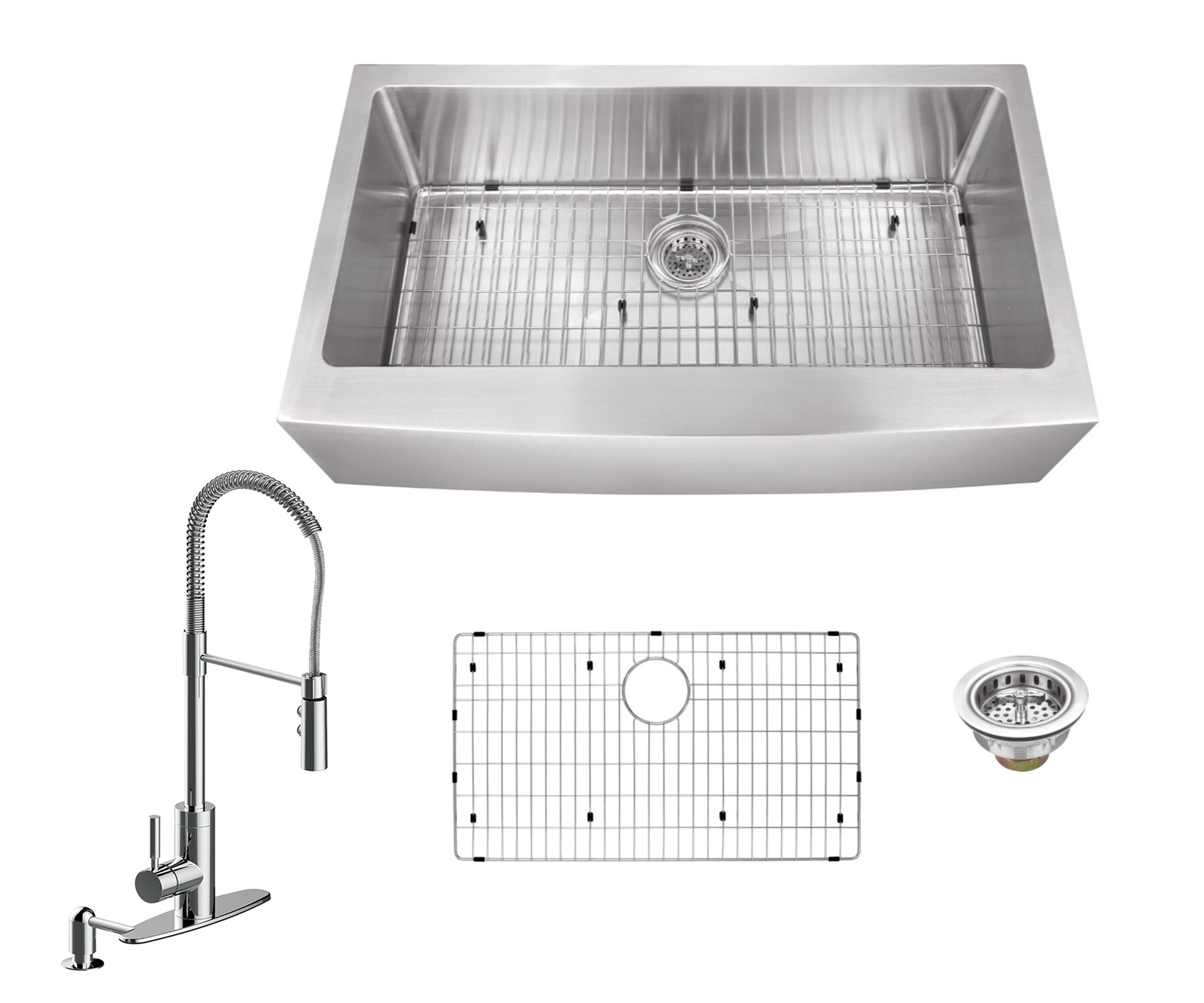 Superior Sinks 32.875-in x 20.75-in Single Bowl Tall (8-in or Larger) Undermount Apron Front/Farmhouse Residential Kitchen Sink All-in-One Kit