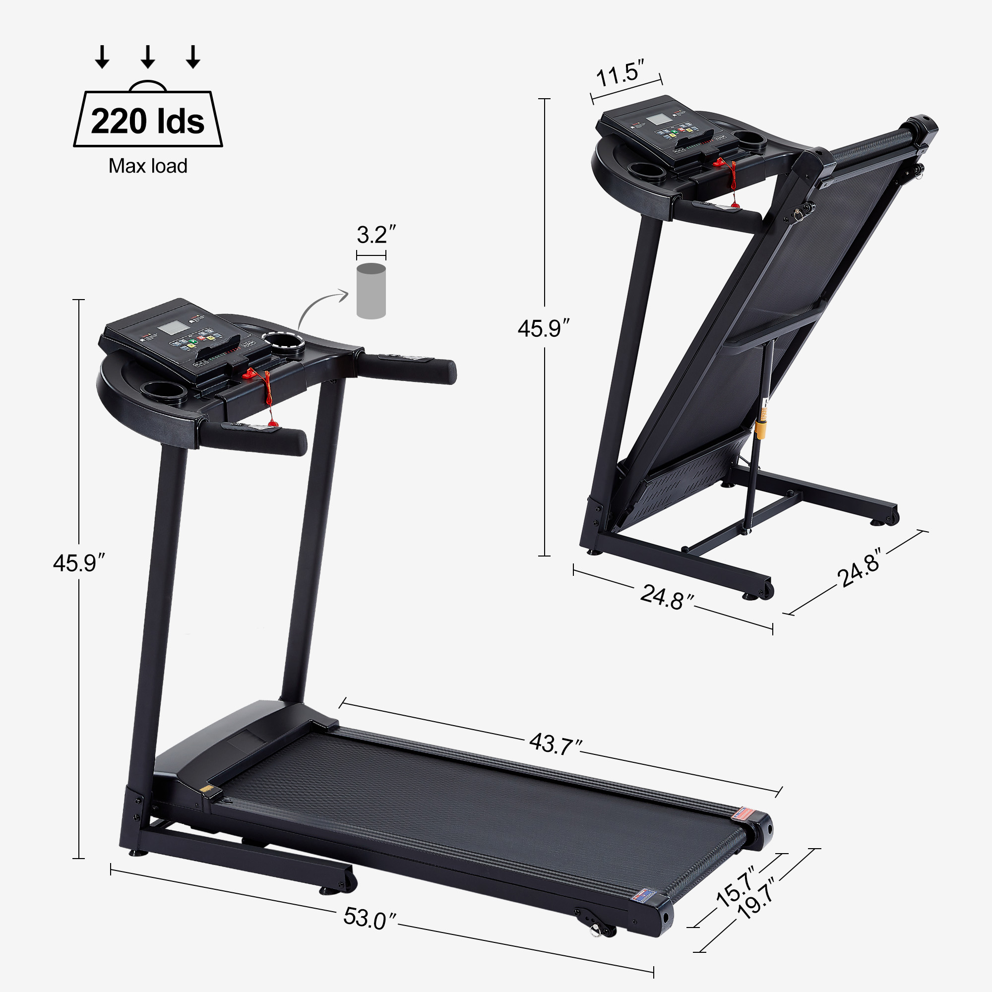 Flynama Foldable Treadmill with Incline Adjustment in the Treadmills ...