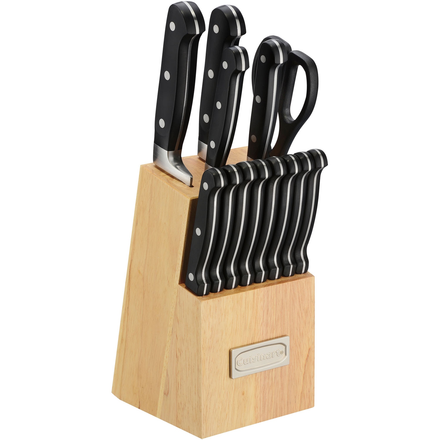 Classic 15-Piece Triple Rivet Cutlery Set with Wooden Block, Cuisinart