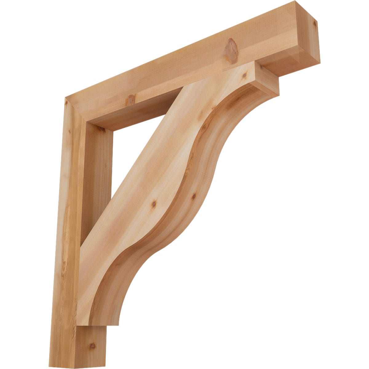 Ekena Millwork BKT06X44X44FST05SWR Funston Block Smooth 5-1/2-in x 44-in x 44-in Western red cedar Brown Wood Standard bracket
