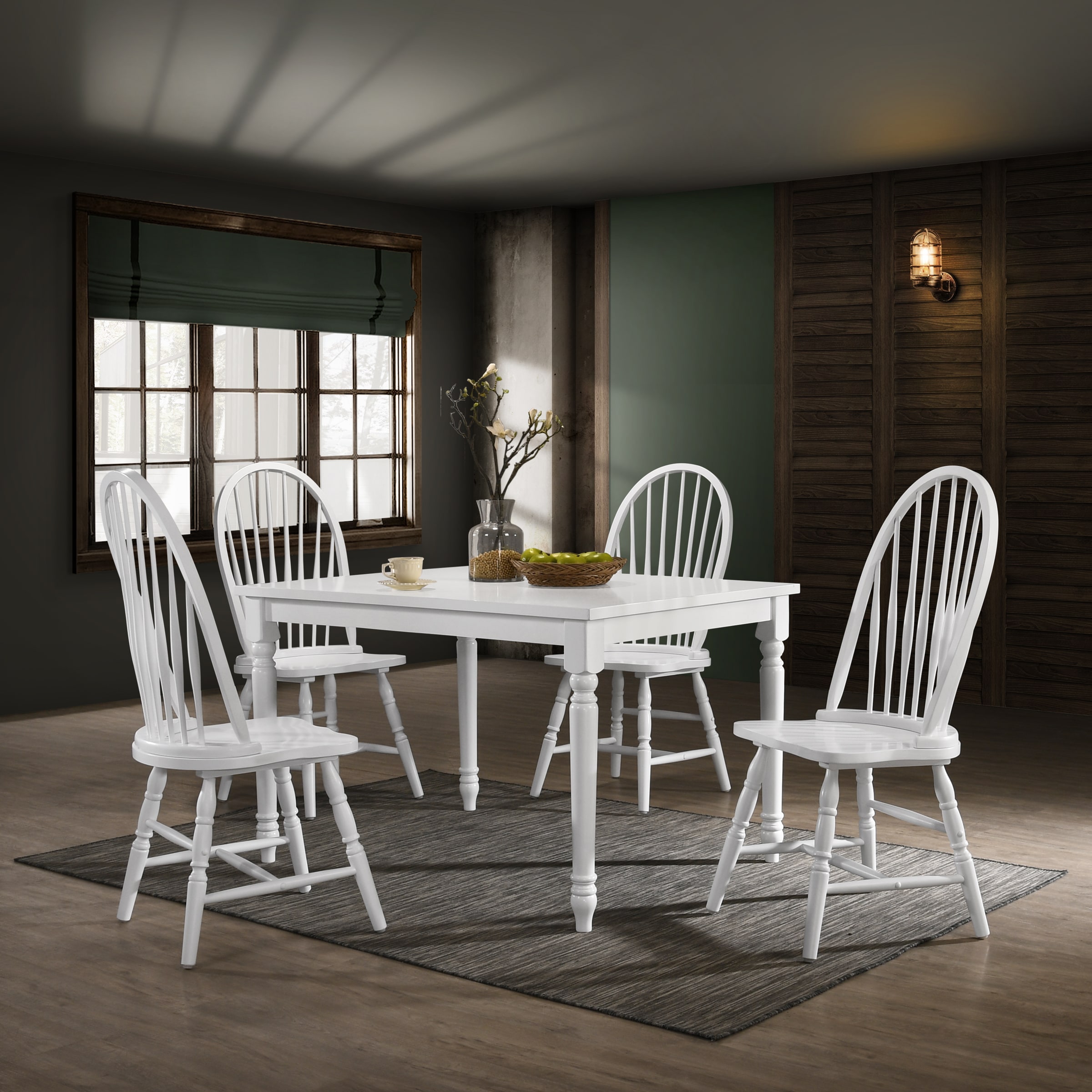 Traditional Pure White Windsor High-Back Side Chair in Wood