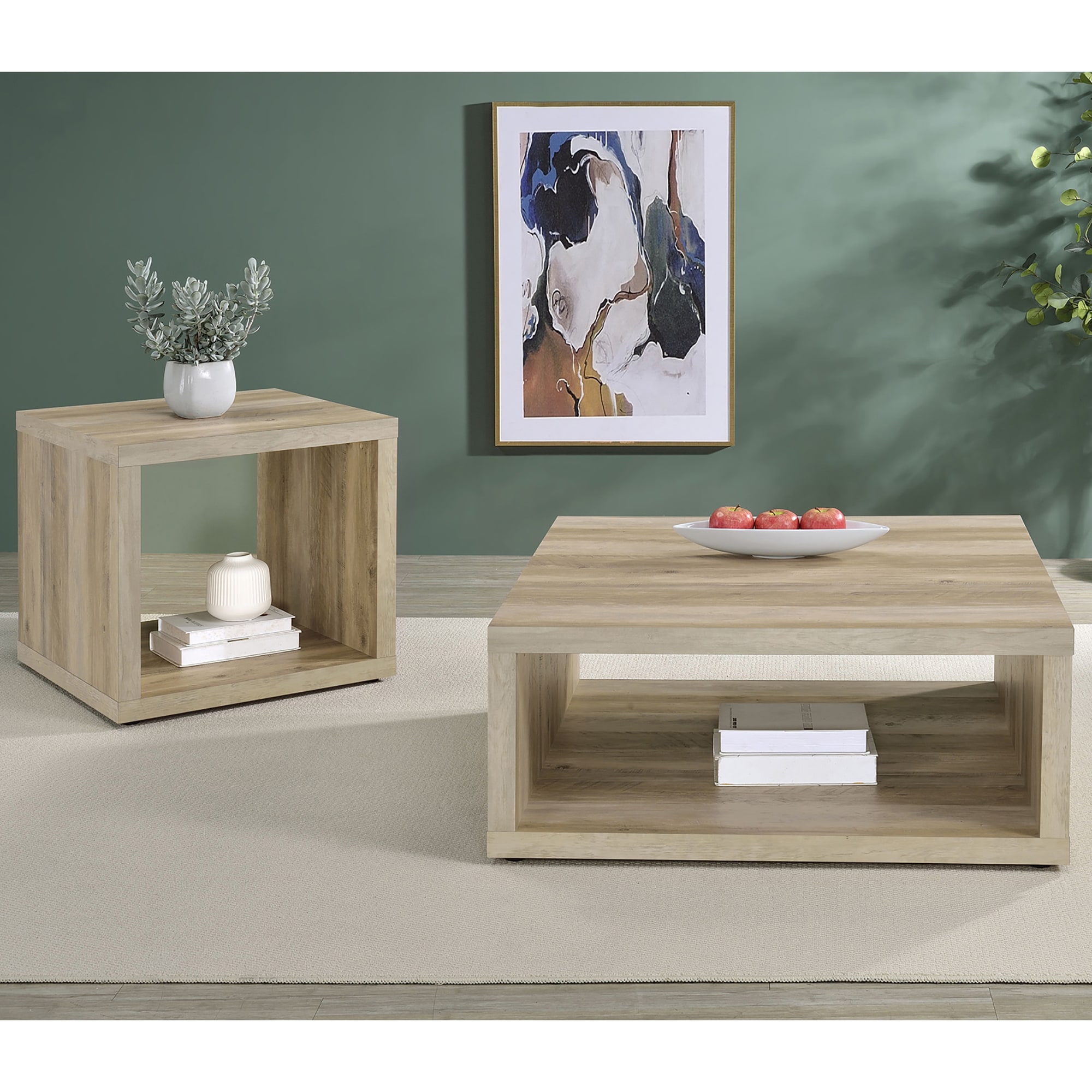 Hermosa Distressed Pine 2-piece Coffee and End Table Set