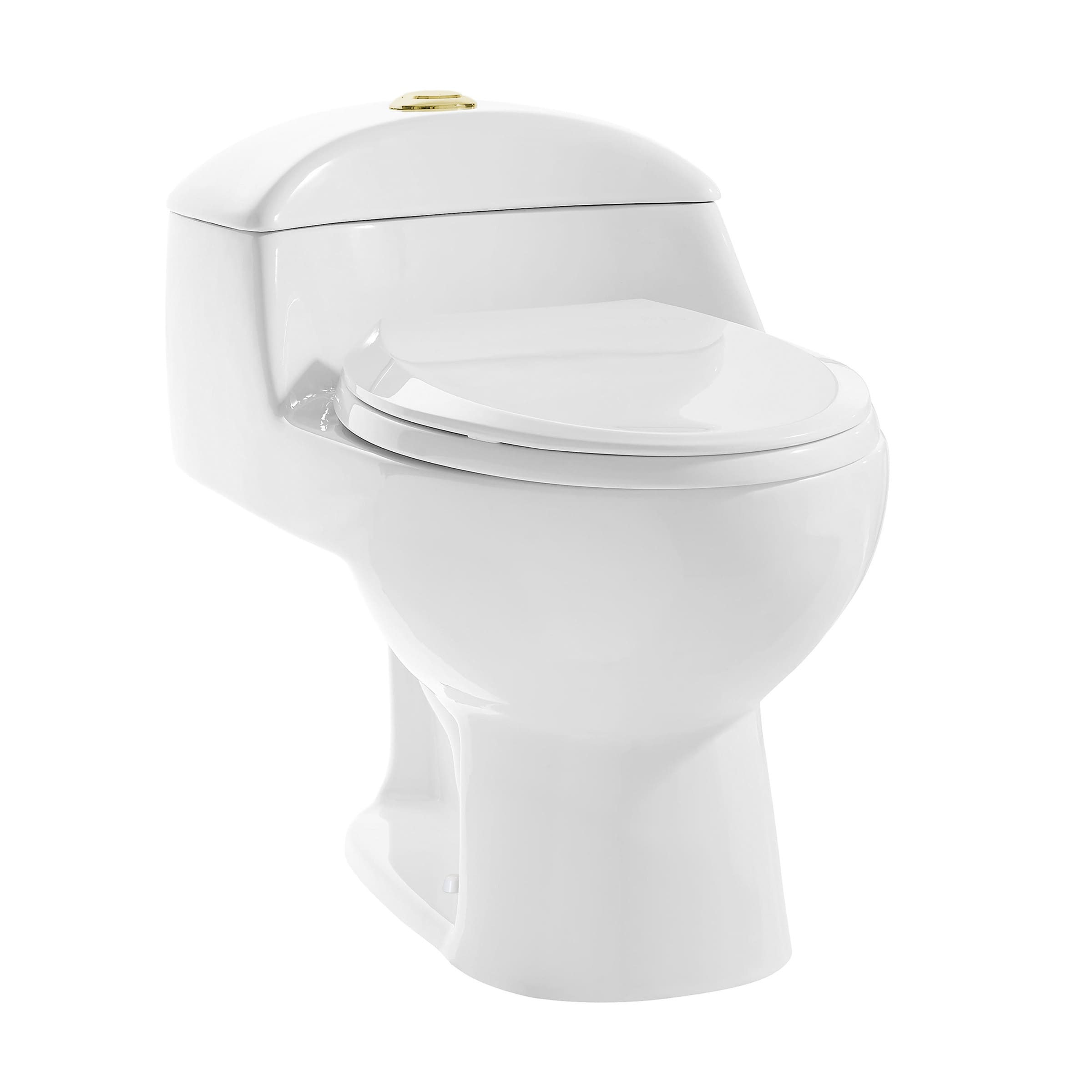 Swiss Madison SM-25-1TMPE03WH Montparnasse Glossy White Elongated Standard height 12-in Rough-In 1.6 GPF Dual Smart Compatible Slow Close Feature 1-piece Toilet
