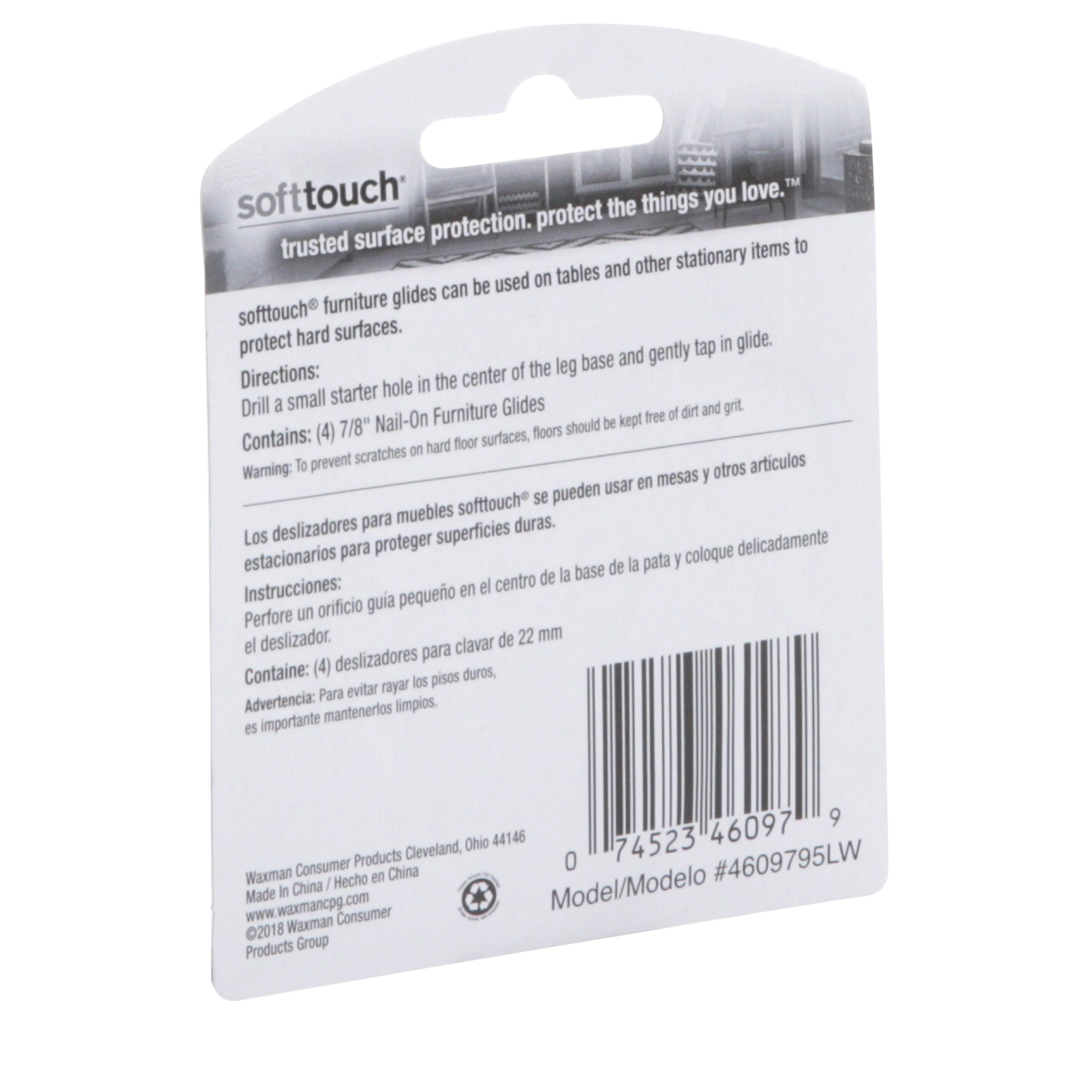 4pks-softtouch 1-1/8” Furniture Glides Reduce Friction & Noise 4 Nail-on Pieces 