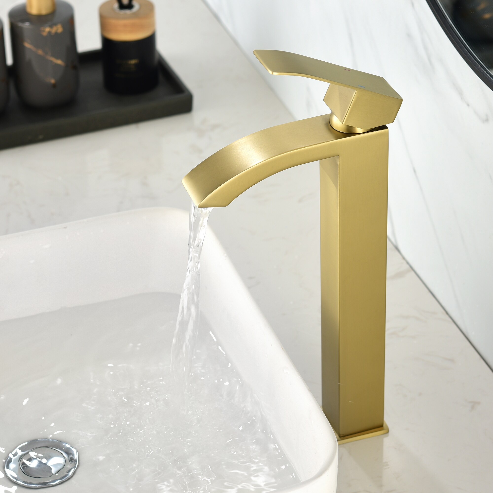 WELLFOR Brushed Gold Single Hole 1-Handle Bathroom Sink Faucet WK0907 ...