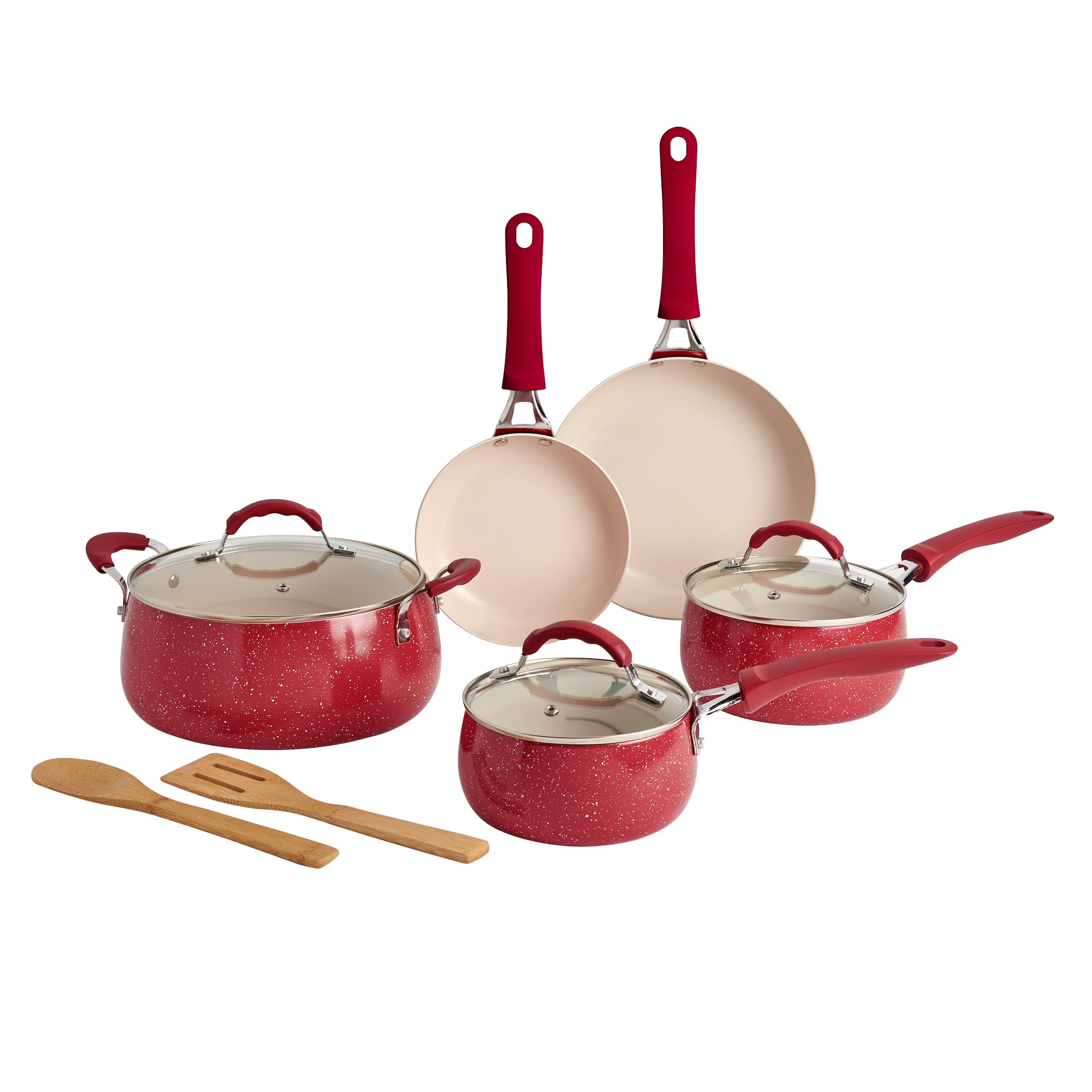 NON STICK Cookware Set New RED 18 PIECE Pots and Pans Aluminum Professional  Kit