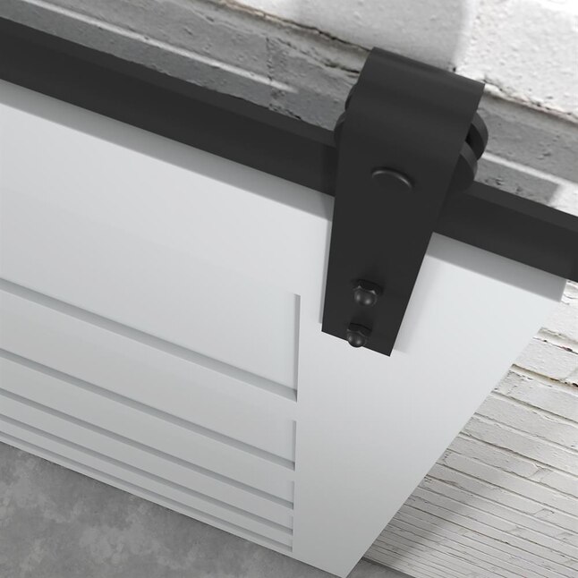 Urban Woodcraft Suburb 40-in x 83-in White 5-Panel Equal Prefinished Pine Wood Single Barn Door (Hardware Included) Urban Woodcraft Suburb 40-in x 83-in White 5-Panel Equal Prefinished Pine Wood Single Barn Door (Hardware Included)