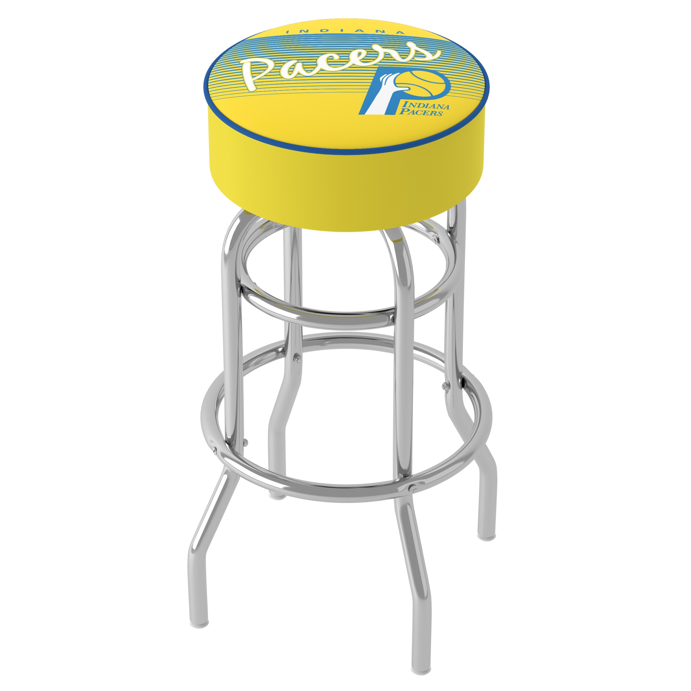 Trademark Gameroom NBA1000HC-IP-TWN Indiana Pacers Indiana Pacers 31.0-in H Bar height Round seat Upholstered Swivel Metal Bar Stool