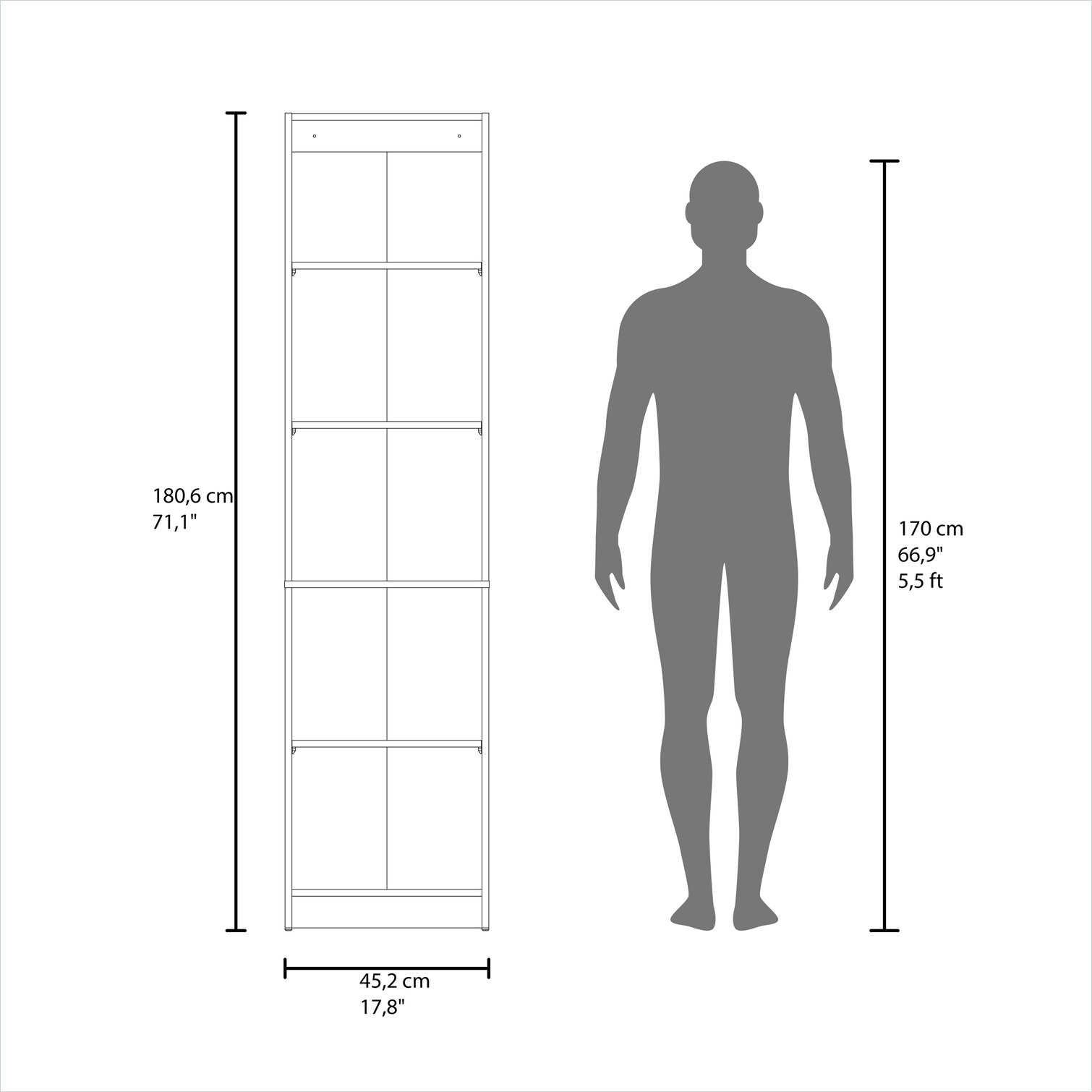 Naturefalls Tall double-door glass cabinet in classic white with ...