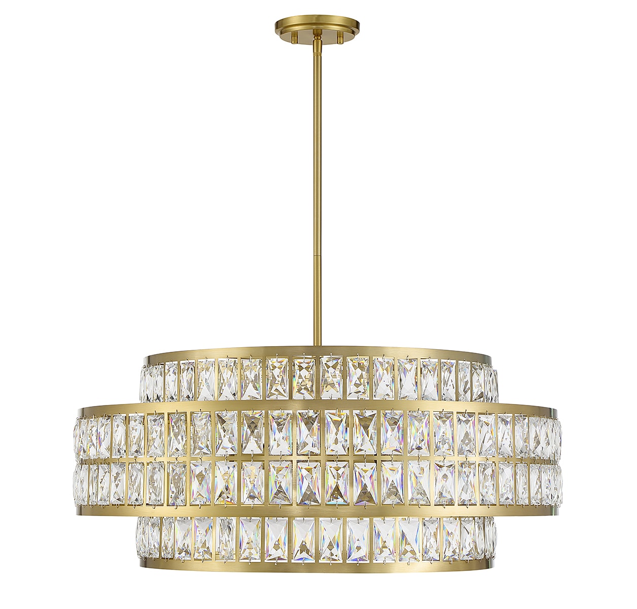 Renzo Warm Brass 6-Light Crystal Drum Pendant