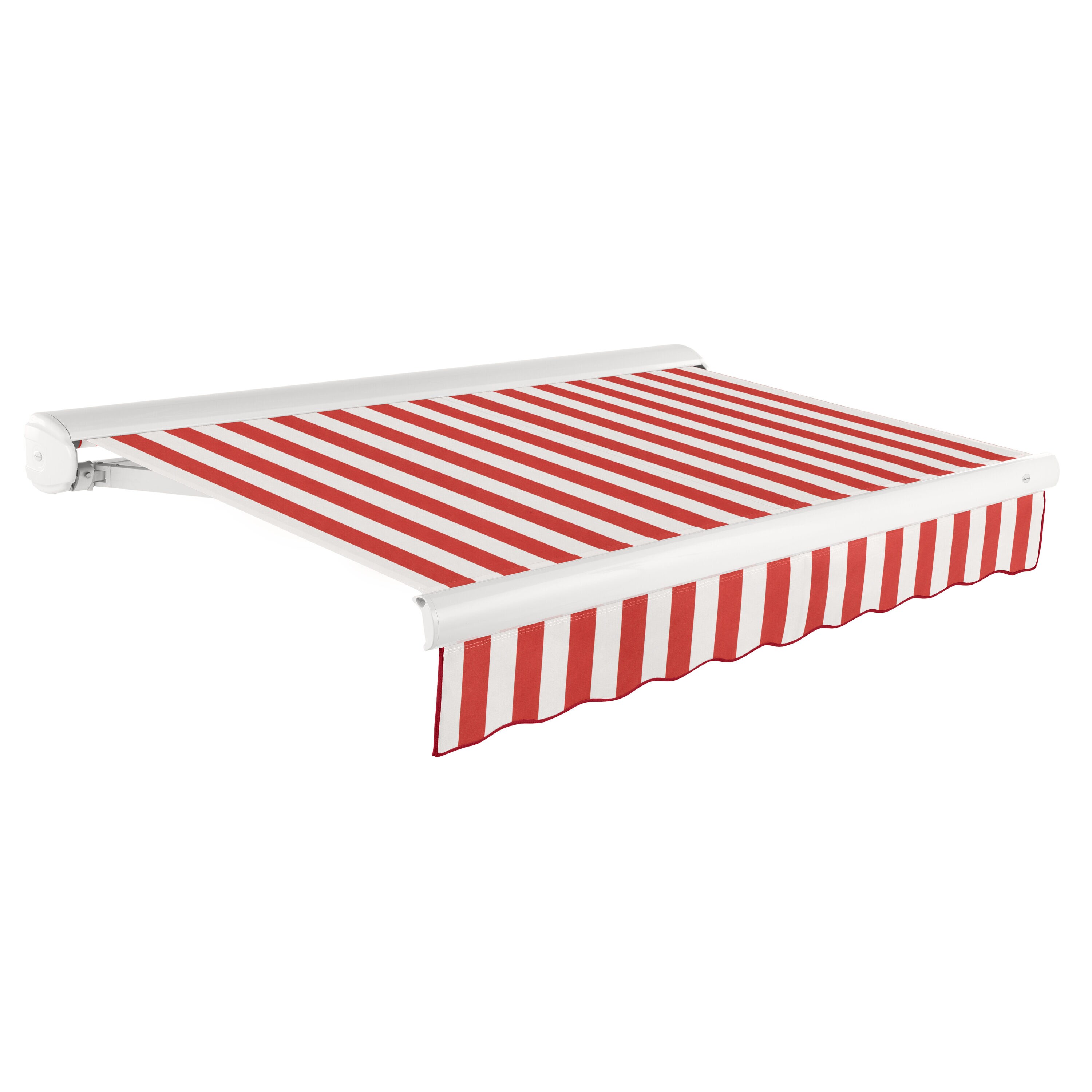 Awntech KWM16-L-RW Key West 192-in Wide x 120-in Projection x 10-in Height Fabric Red/White Stripe Striped Manual Retractable Patio Awning