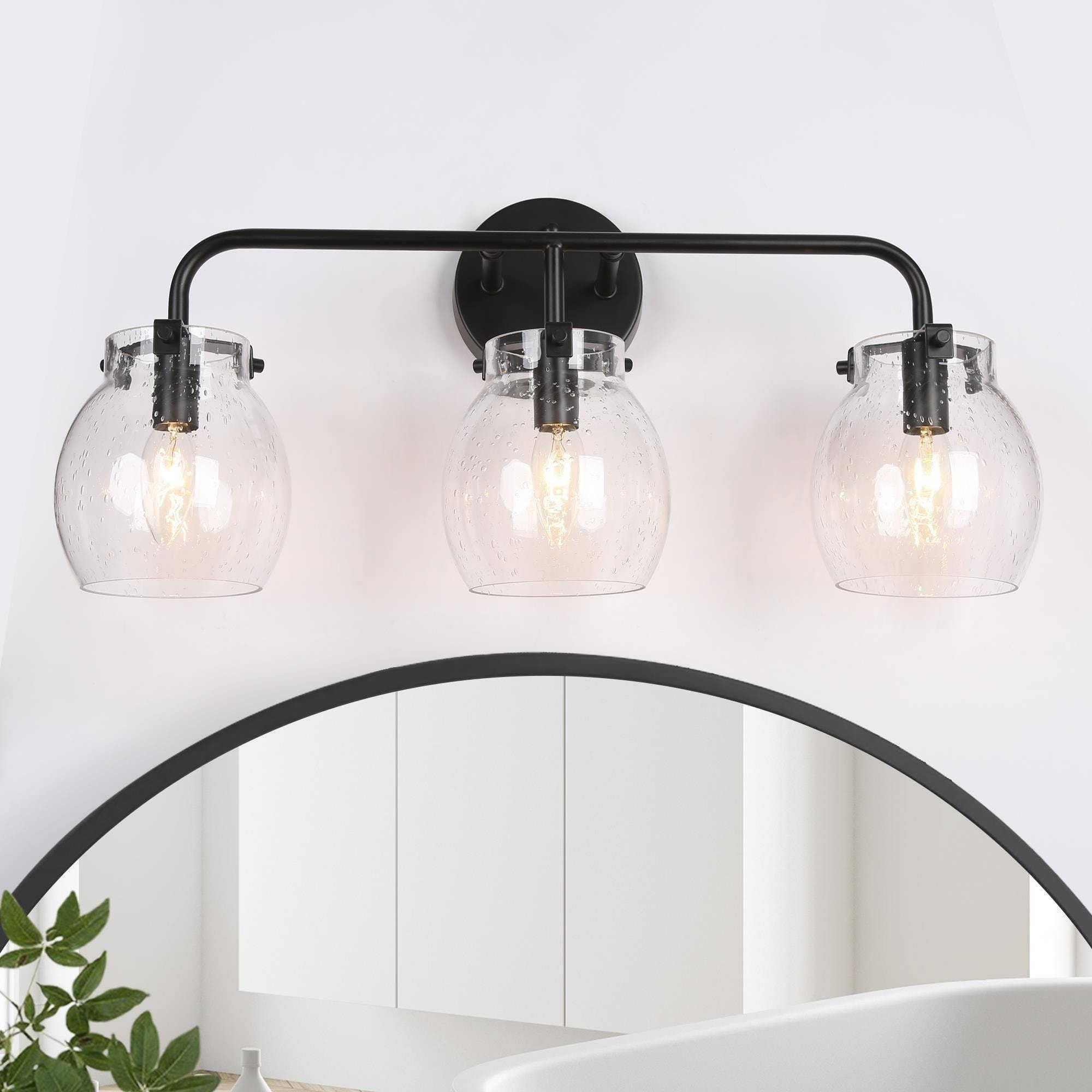 LNC J6VQM2LWS4559W7 Maison 22-in 3 -Light Matte Black Transitional Vanity light bar
